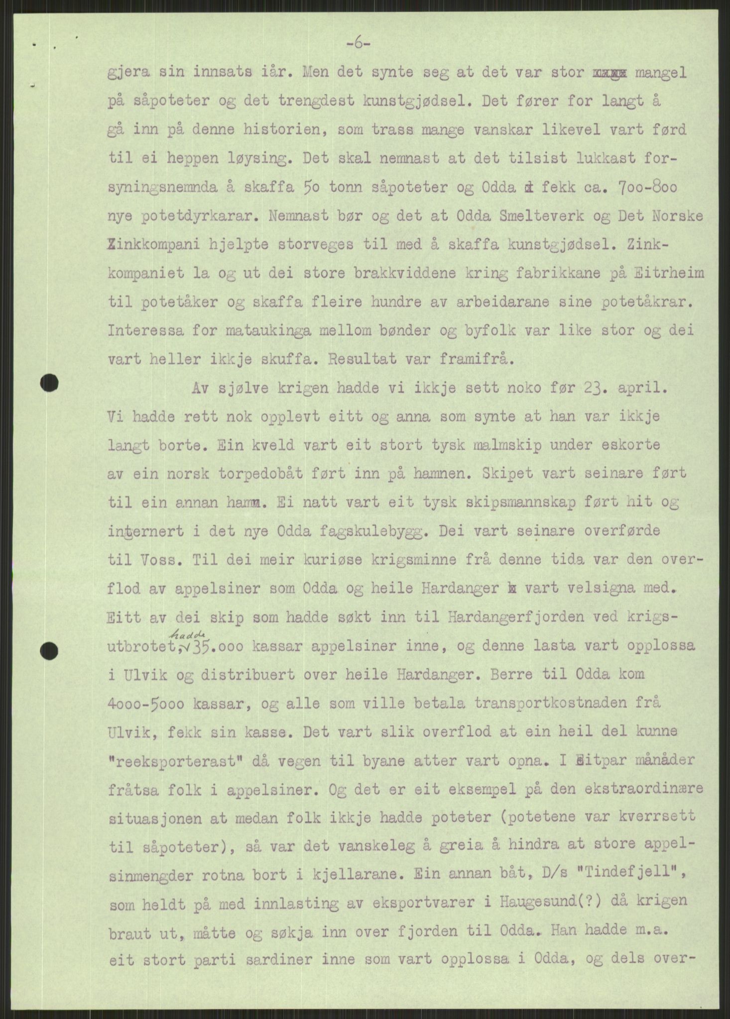 Forsvaret, Forsvarets krigshistoriske avdeling, AV/RA-RAFA-2017/Y/Ya/L0015: II-C-11-31 - Fylkesmenn.  Rapporter om krigsbegivenhetene 1940., 1940, p. 391