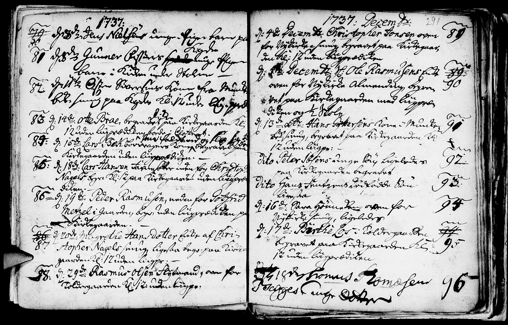 Nykirken Sokneprestembete, SAB/A-77101/H/Haa/L0009: Parish register (official) no. A 9, 1689-1759, p. 291