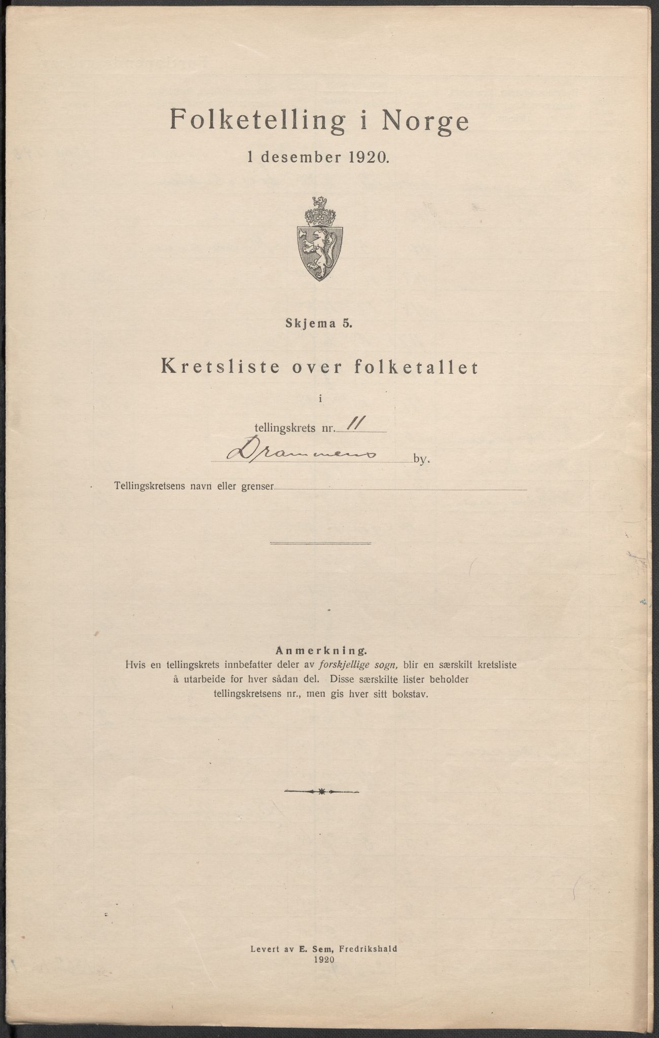 SAKO, 1920 census for Drammen, 1920, p. 91