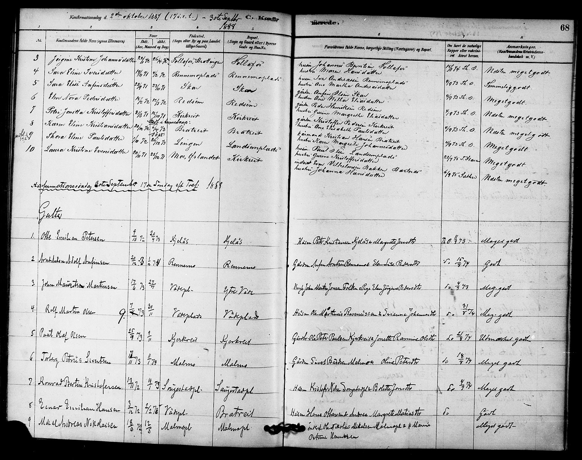 Ministerialprotokoller, klokkerbøker og fødselsregistre - Nord-Trøndelag, SAT/A-1458/745/L0429: Parish register (official) no. 745A01, 1878-1894, p. 68