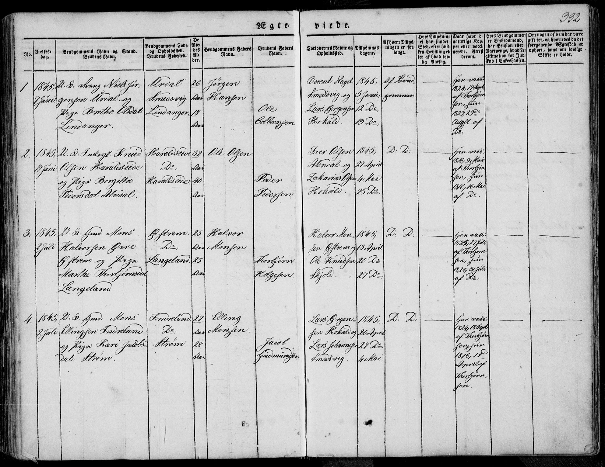 Skjold sokneprestkontor, AV/SAST-A-101847/H/Ha/Haa/L0006: Parish register (official) no. A 6.1, 1835-1858, p. 332