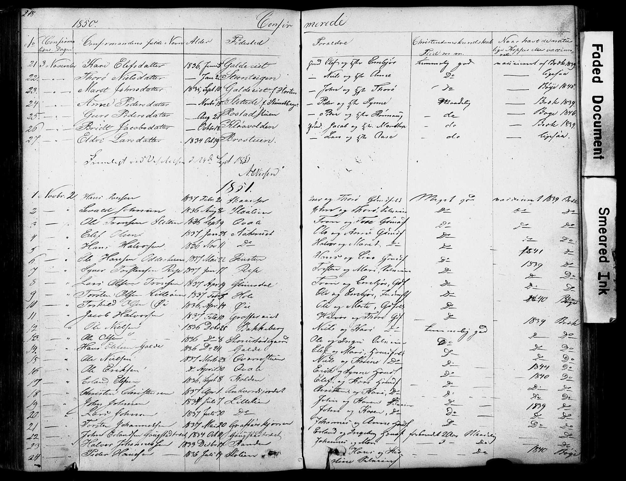 Lom prestekontor, SAH/PREST-070/L/L0012: Parish register (copy) no. 12, 1845-1873, p. 218-219