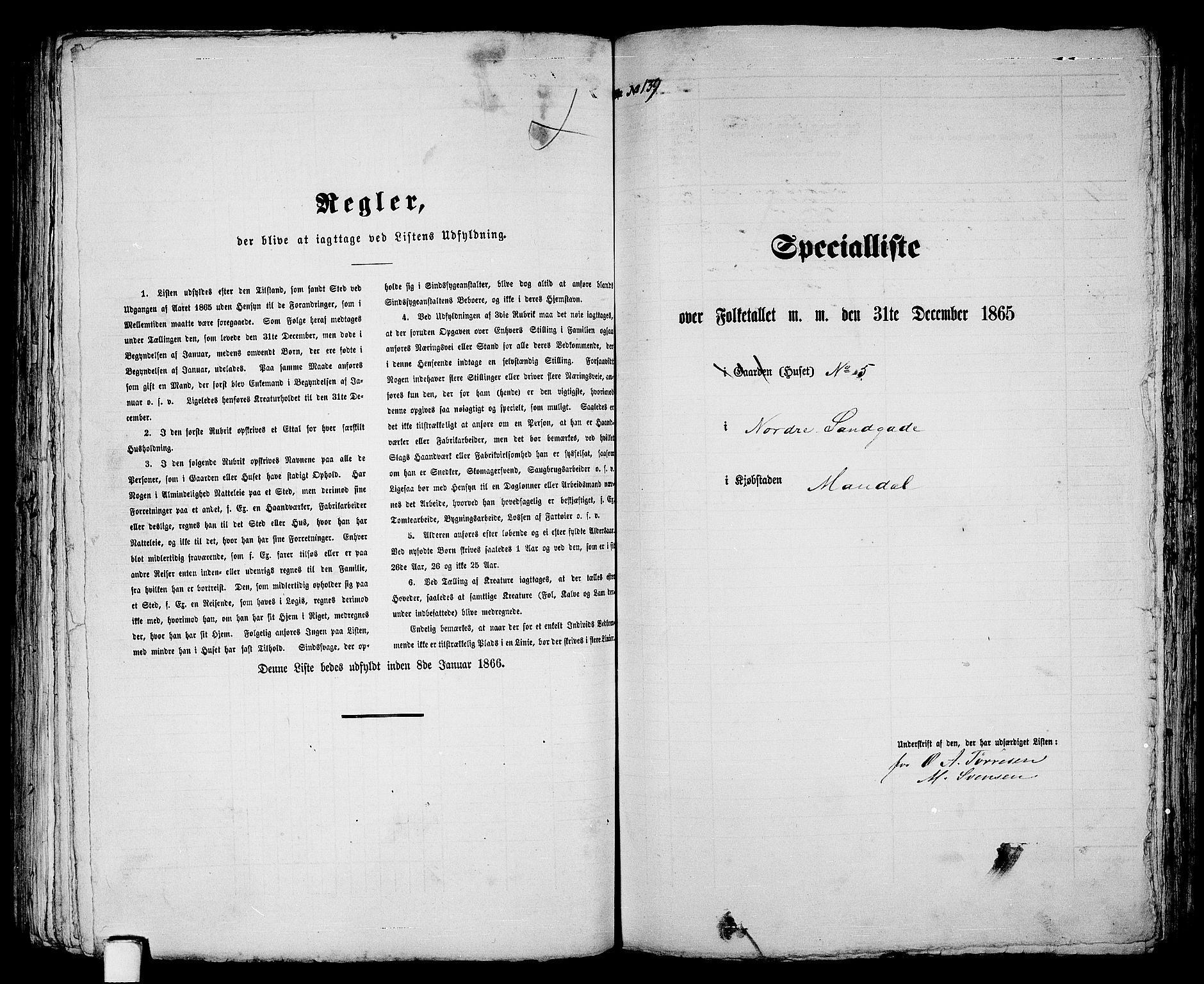 RA, 1865 census for Mandal/Mandal, 1865, p. 280