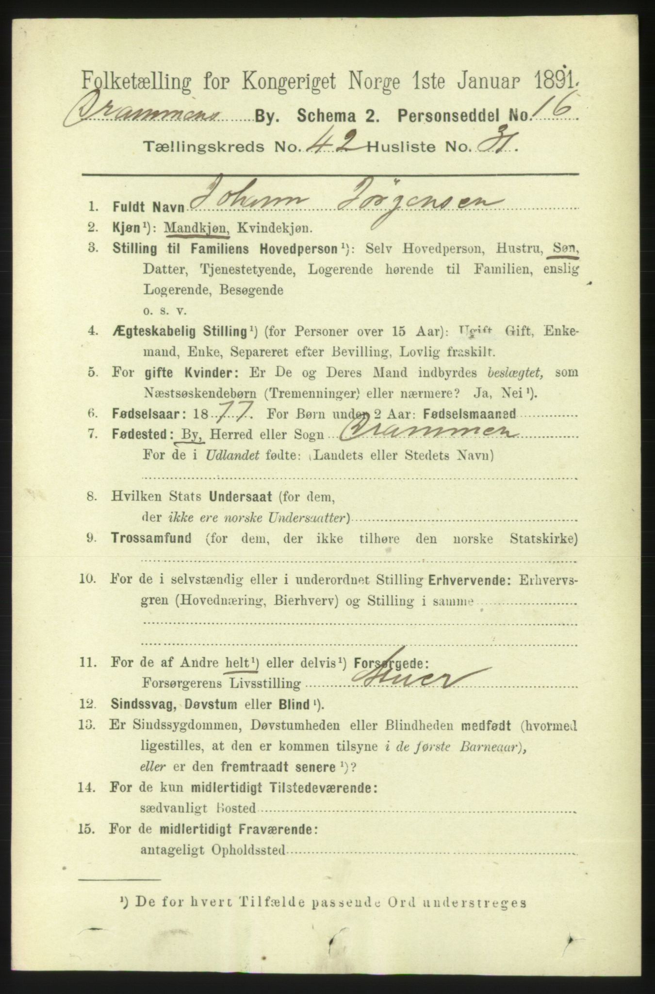 RA, 1891 census for 0602 Drammen, 1891, p. 24870