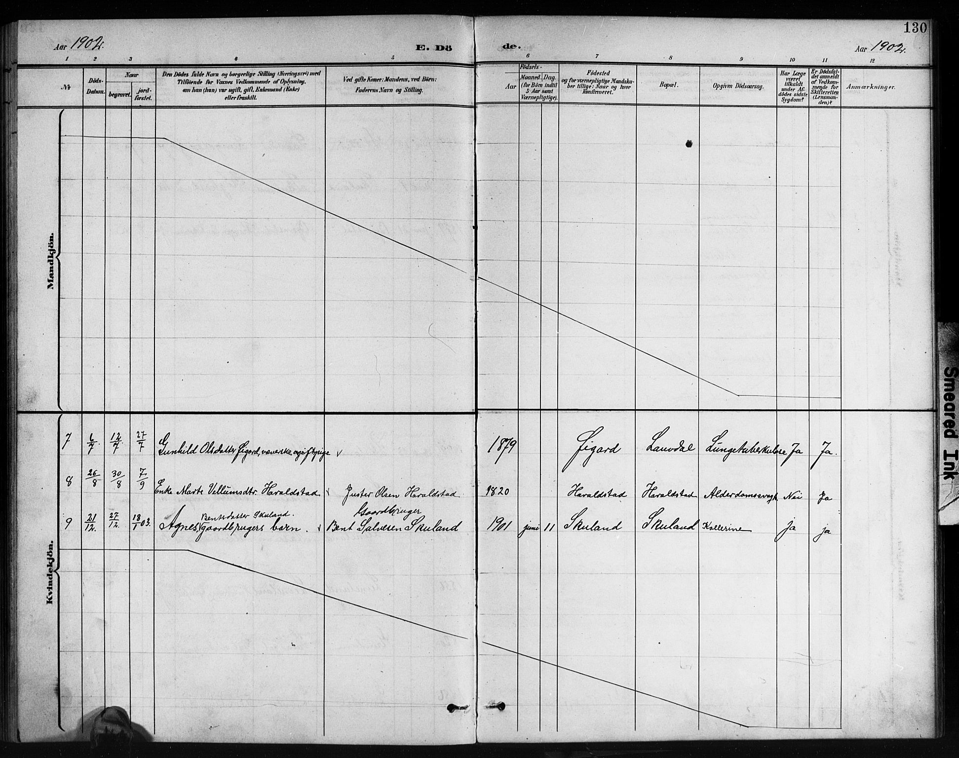 Holum sokneprestkontor, AV/SAK-1111-0022/F/Fb/Fbb/L0004: Parish register (copy) no. B 4, 1899-1920, p. 130