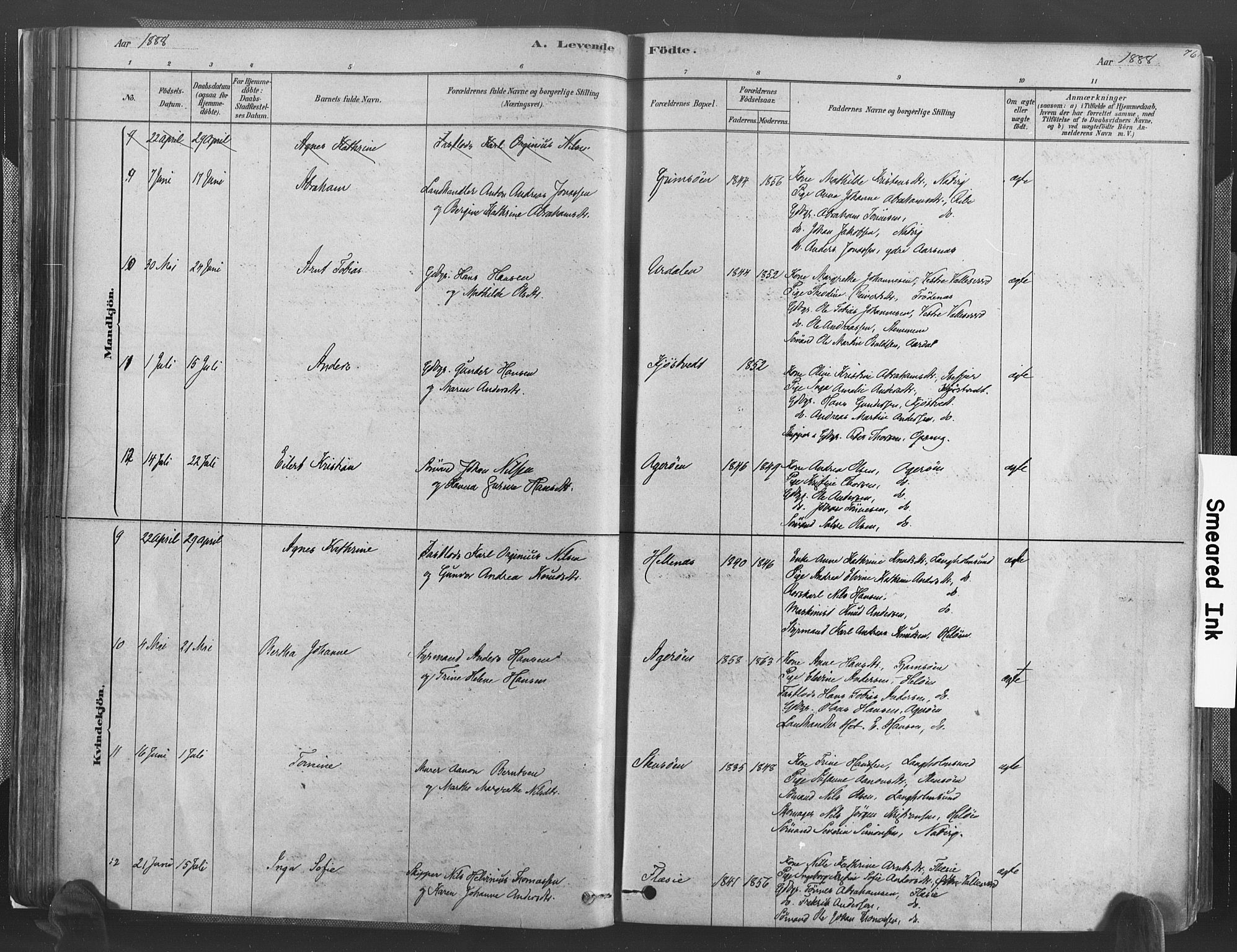 Høvåg sokneprestkontor, AV/SAK-1111-0025/F/Fa/L0005: Parish register (official) no. A 5, 1878-1893, p. 76