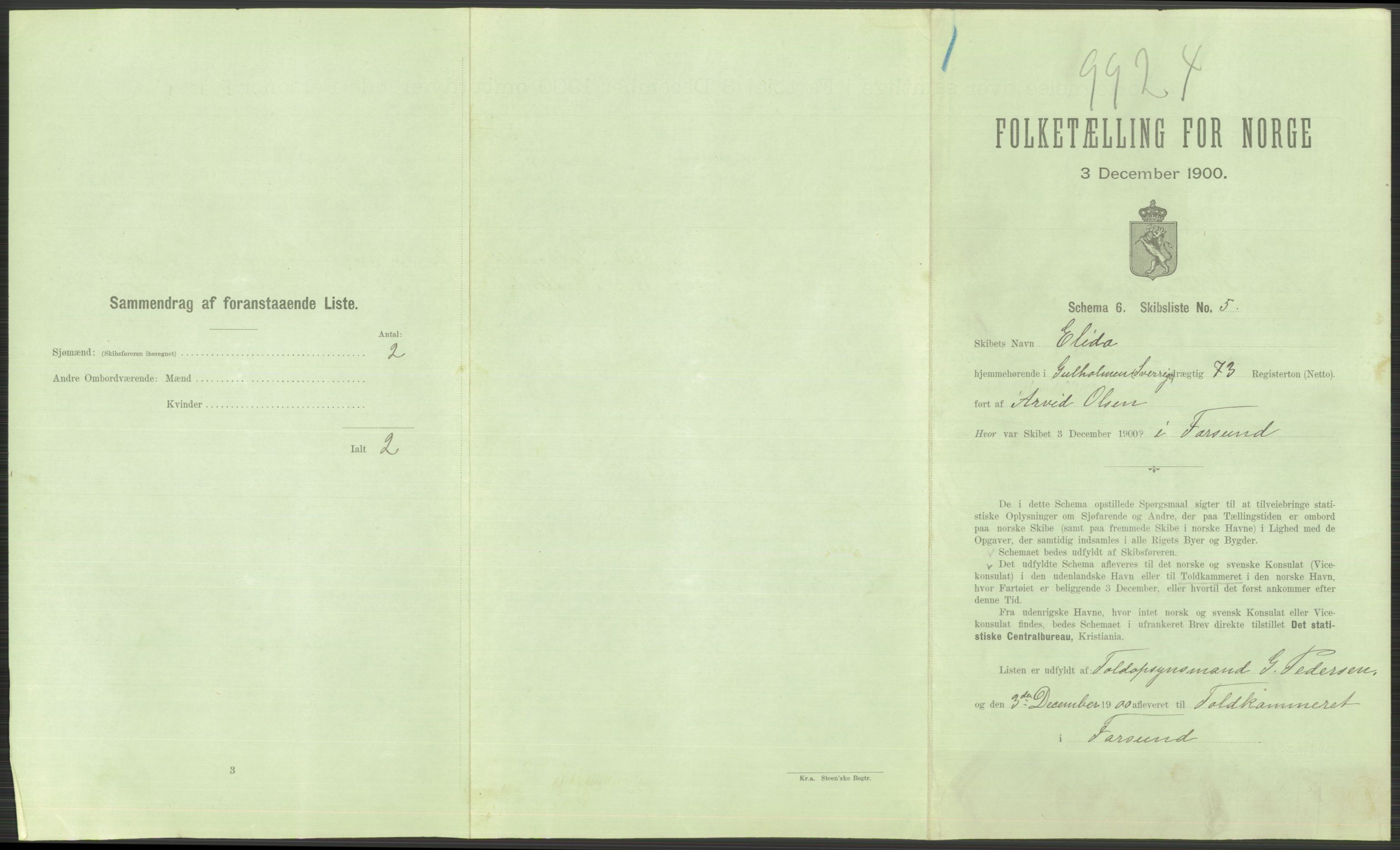 RA, 1900 Census - ship lists from ships in Norwegian harbours, harbours abroad and at sea, 1900, p. 817