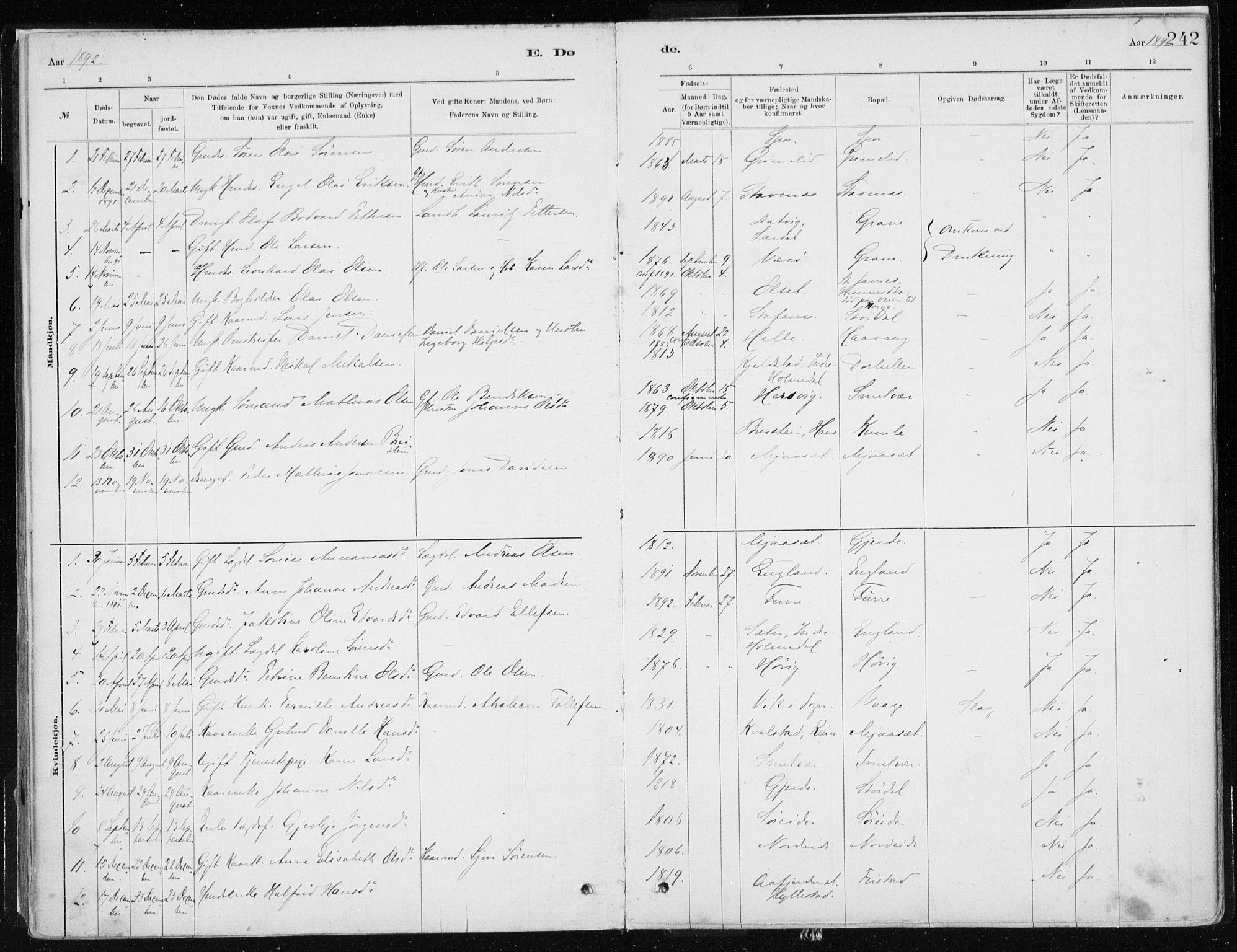 Askvoll sokneprestembete, SAB/A-79501/H/Haa/Haab/L0002: Parish register (official) no. B 2, 1879-1909, p. 242