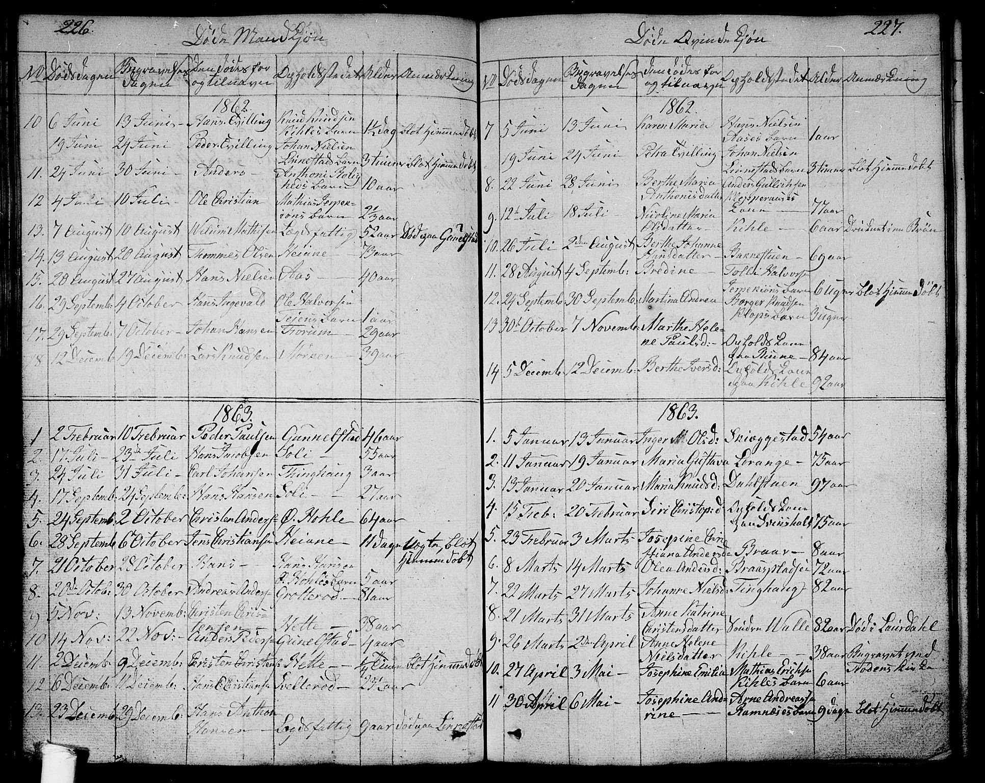 Ramnes kirkebøker, SAKO/A-314/G/Ga/L0002: Parish register (copy) no. I 2, 1848-1870, p. 226-227