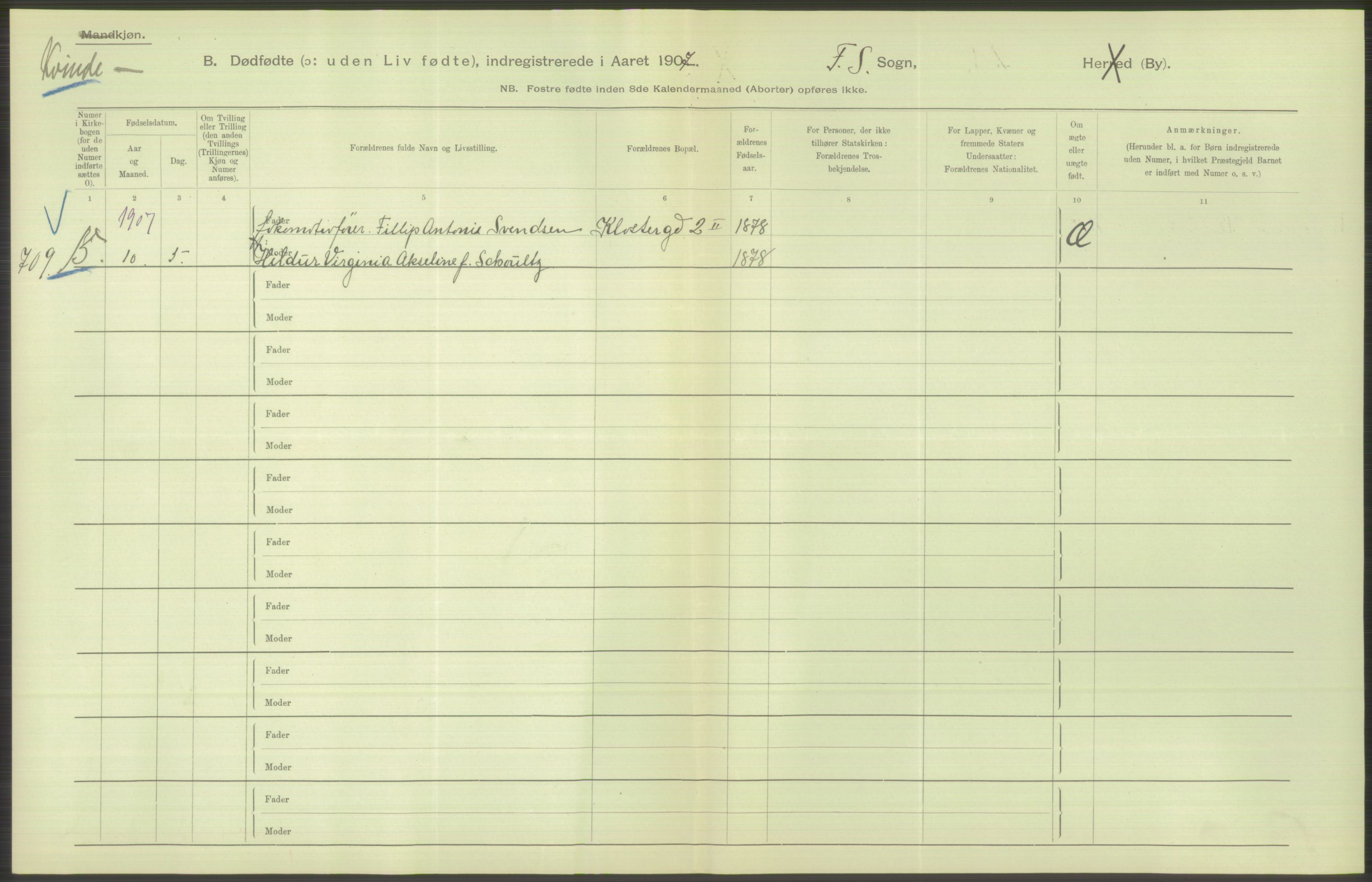 Statistisk sentralbyrå, Sosiodemografiske emner, Befolkning, AV/RA-S-2228/D/Df/Dfa/Dfae/L0010: Kristiania: Døde, dødfødte, 1907, p. 198