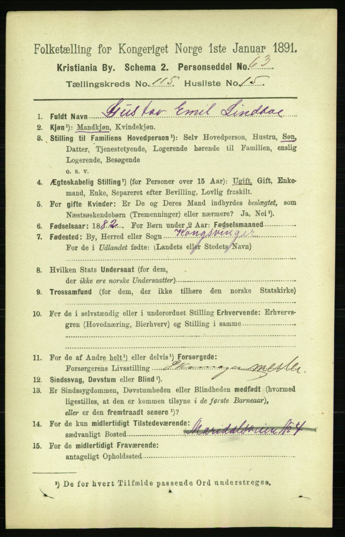 RA, 1891 census for 0301 Kristiania, 1891, p. 62200