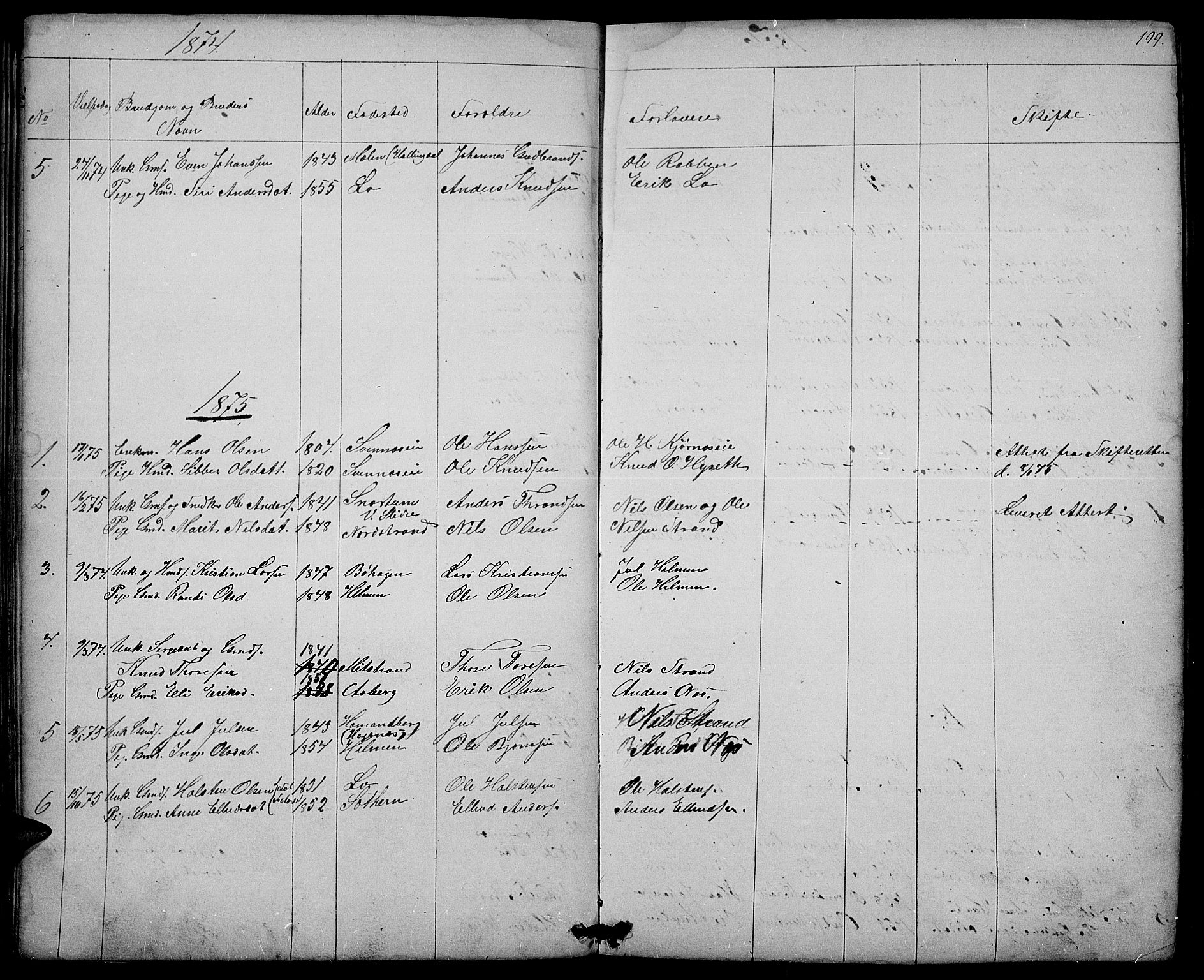 Nord-Aurdal prestekontor, SAH/PREST-132/H/Ha/Hab/L0003: Parish register (copy) no. 3, 1842-1882, p. 199