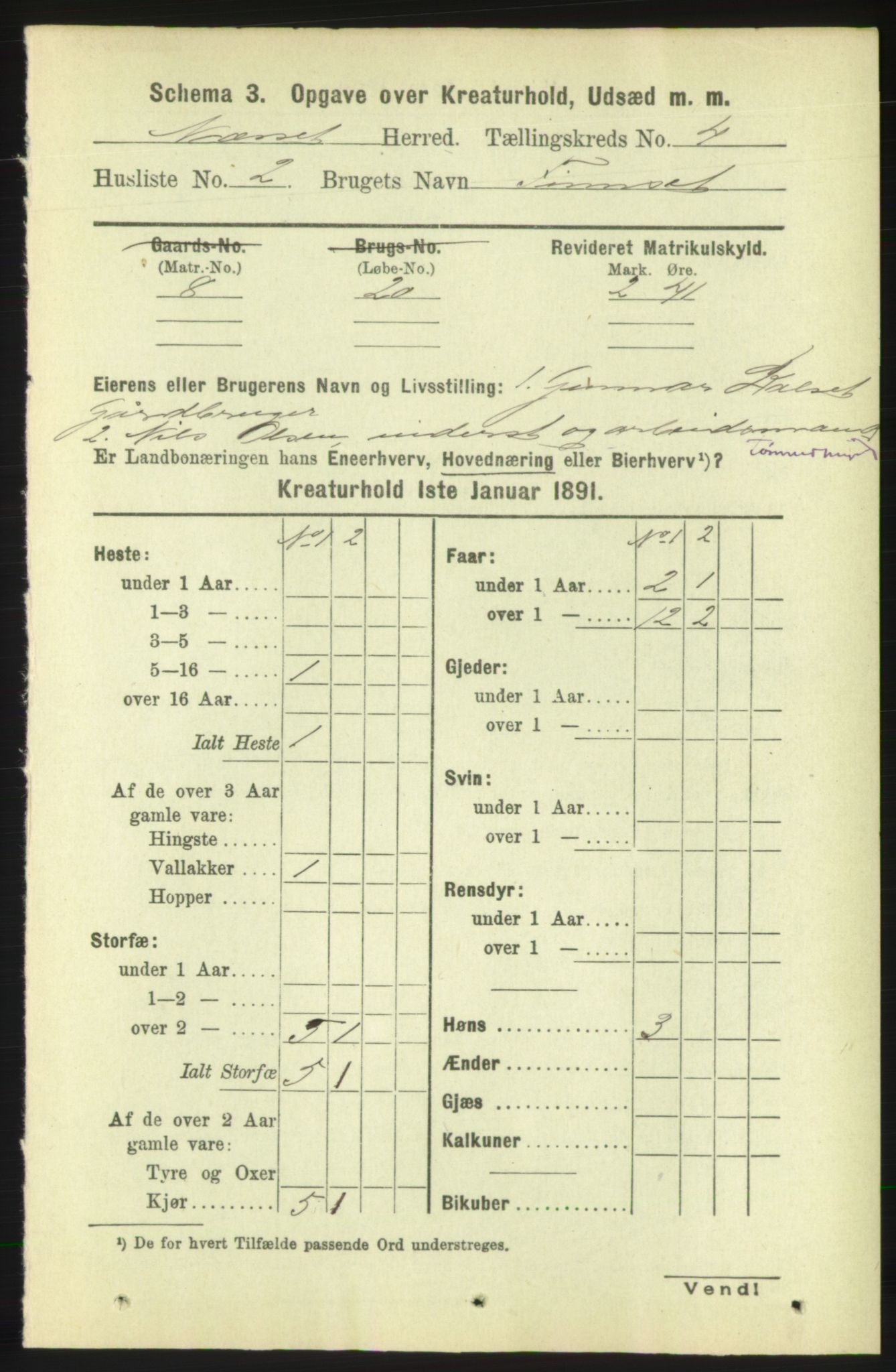 RA, 1891 census for 1543 Nesset, 1891, p. 2551