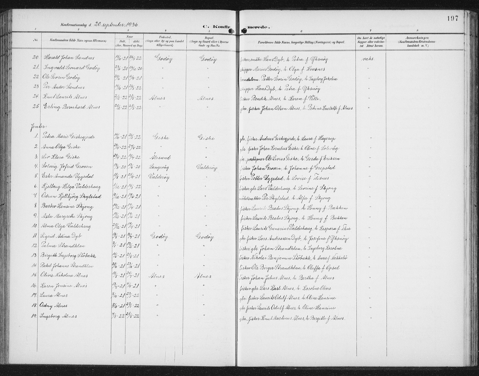 Ministerialprotokoller, klokkerbøker og fødselsregistre - Møre og Romsdal, AV/SAT-A-1454/534/L0489: Parish register (copy) no. 534C01, 1899-1941, p. 197