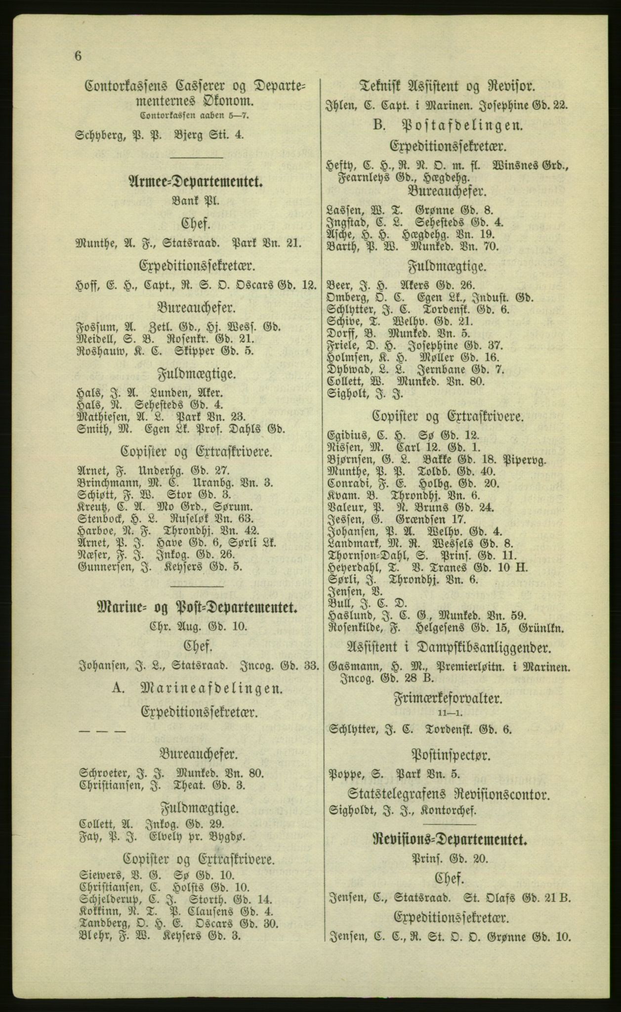 Kristiania/Oslo adressebok, PUBL/-, 1881, p. 6