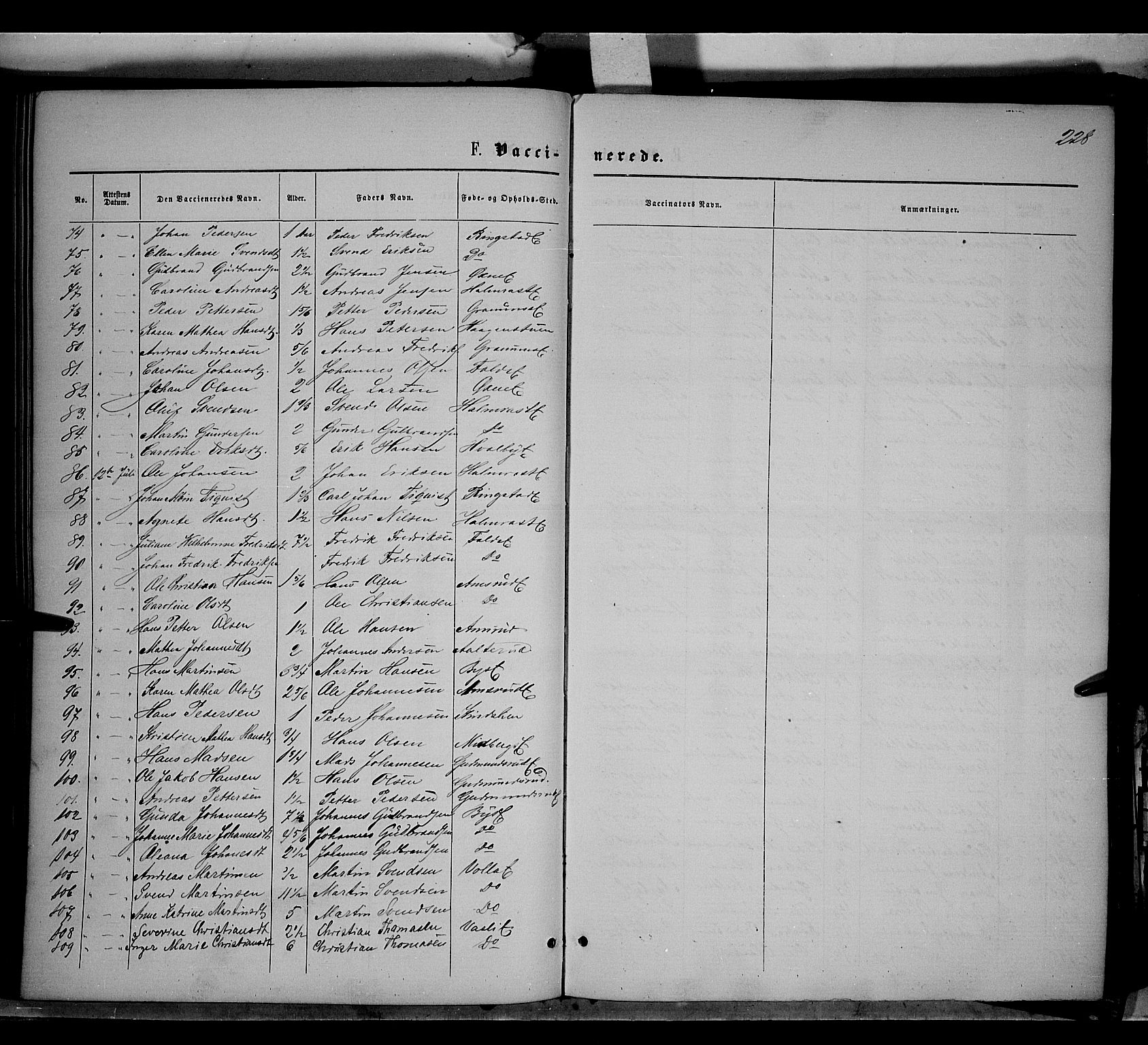 Søndre Land prestekontor, SAH/PREST-122/K/L0001: Parish register (official) no. 1, 1860-1877, p. 228