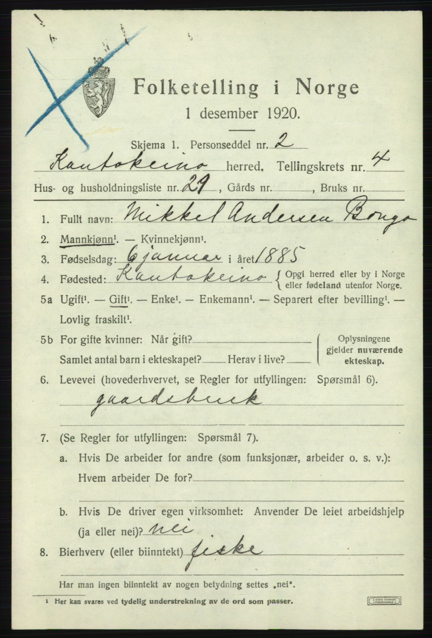 SATØ, 1920 census for Kautokeino, 1920, p. 1875