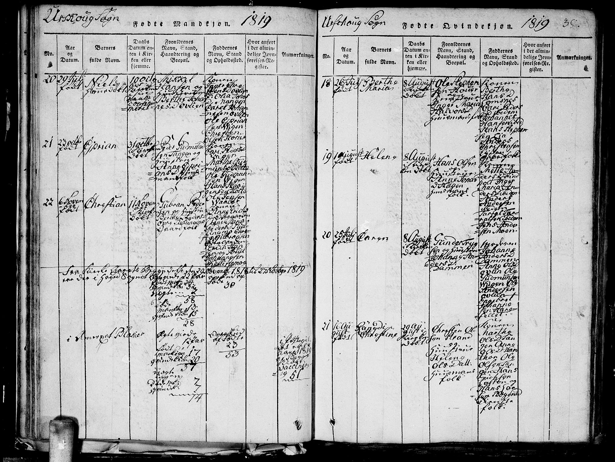 Aurskog prestekontor Kirkebøker, AV/SAO-A-10304a/G/Ga/L0001: Parish register (copy) no. I 1, 1814-1829, p. 38