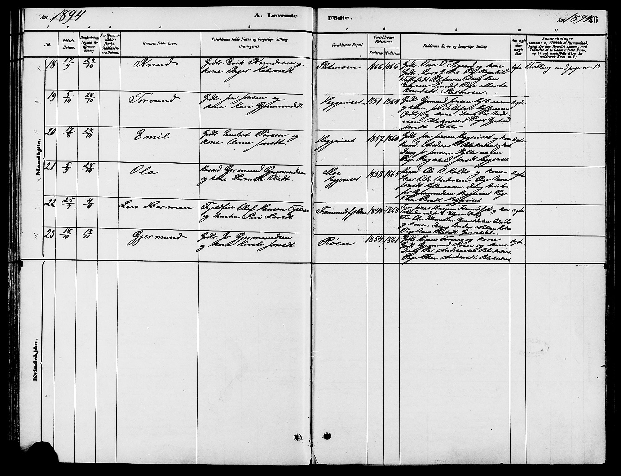 Engerdal prestekontor, AV/SAH-PREST-048/H/Ha/Haa/L0001: Parish register (official) no. 1, 1881-1898, p. 46