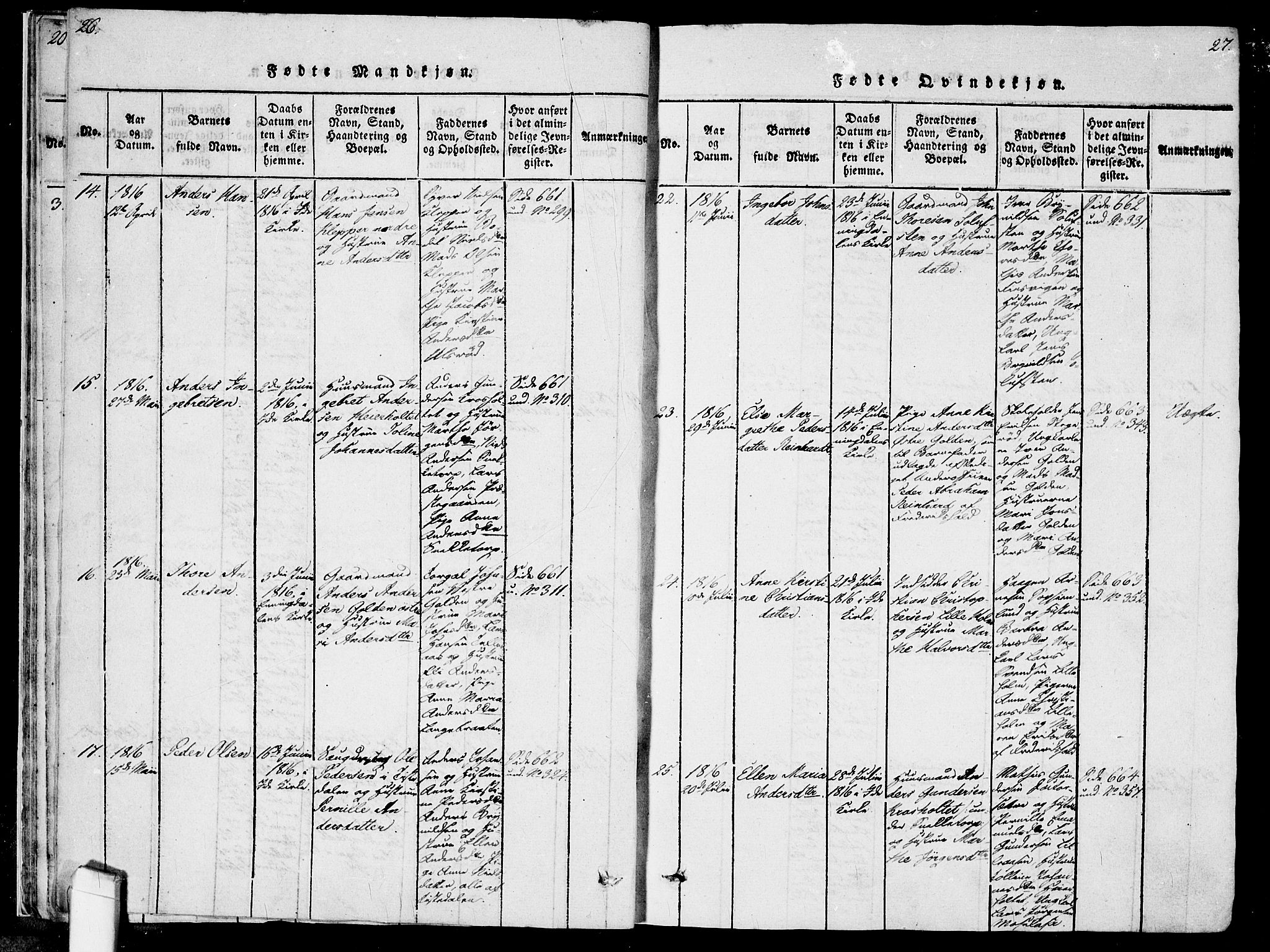 Idd prestekontor Kirkebøker, AV/SAO-A-10911/F/Fc/L0002: Parish register (official) no. III 2, 1815-1831, p. 26-27