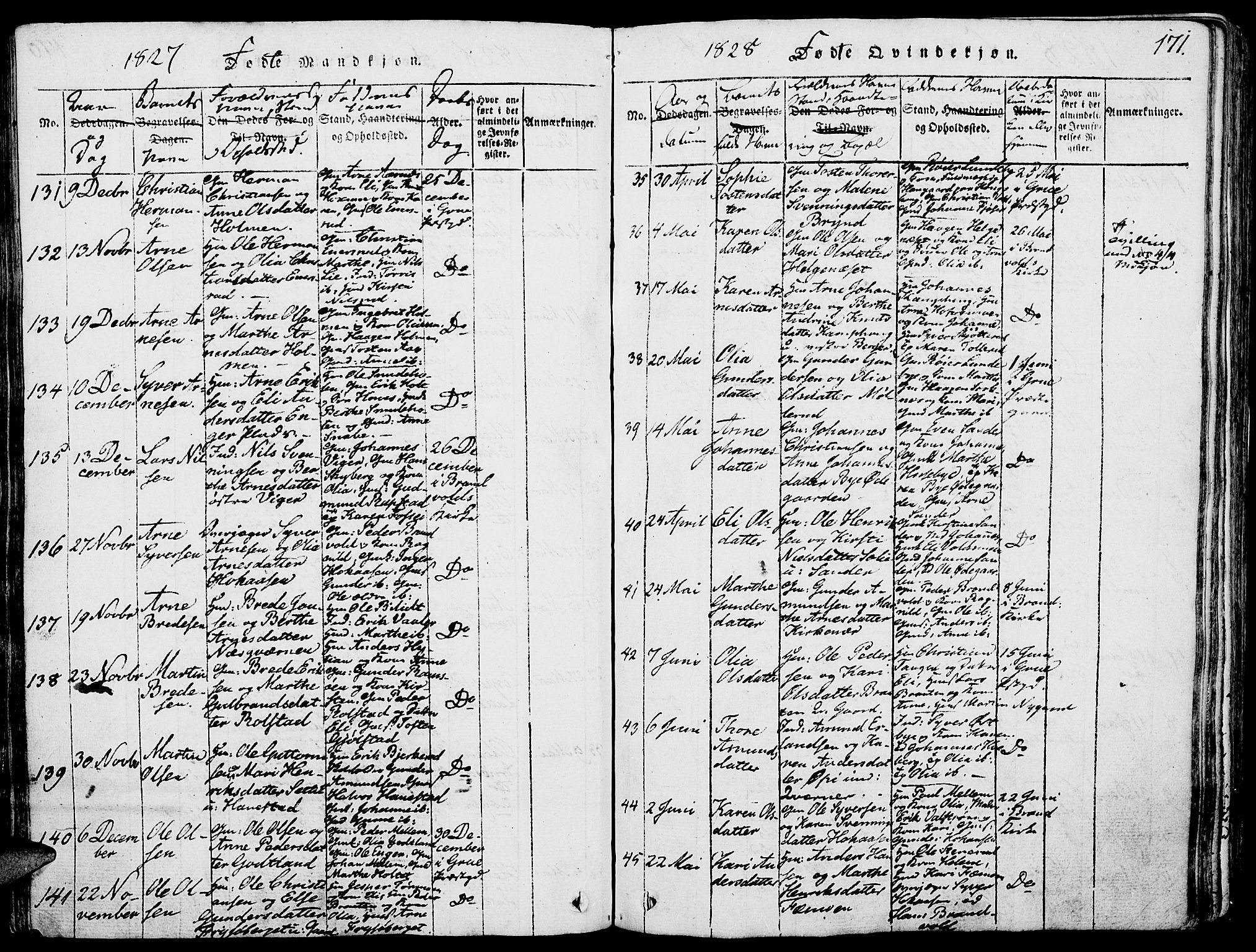 Grue prestekontor, AV/SAH-PREST-036/H/Ha/Haa/L0006: Parish register (official) no. 6, 1814-1830, p. 171