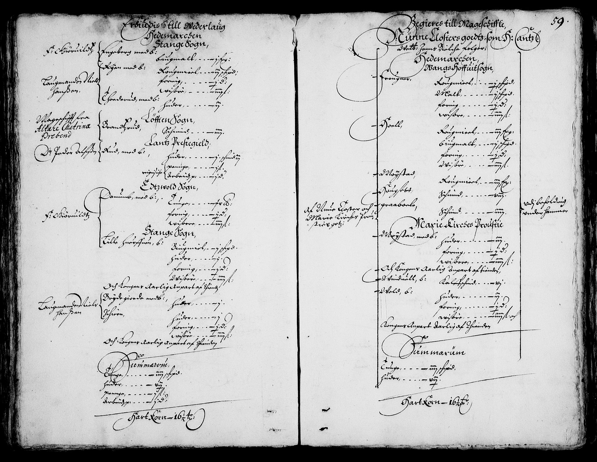 Rentekammeret inntil 1814, Realistisk ordnet avdeling, AV/RA-EA-4070/On/L0001/0002: Statens gods / [Jj 2]: Jordebok og forklaring over atkomstene til Hannibal Sehesteds gods, 1651, p. 58b-59a