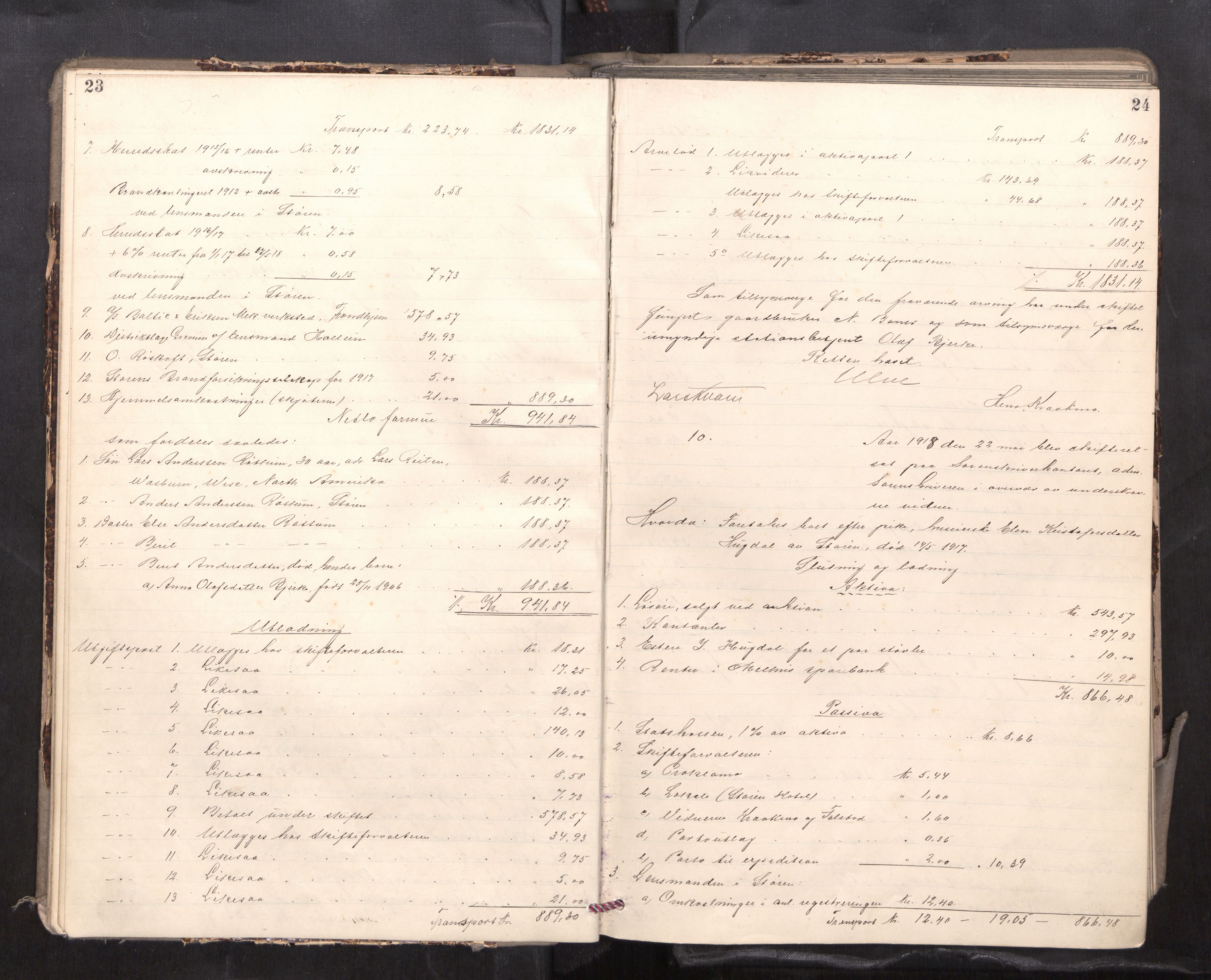 Gauldal sorenskriveri, AV/SAT-A-0014/1/3/3A/L0018: Skifteslutningsprotokoll  5, 1917-1924, p. 23-24