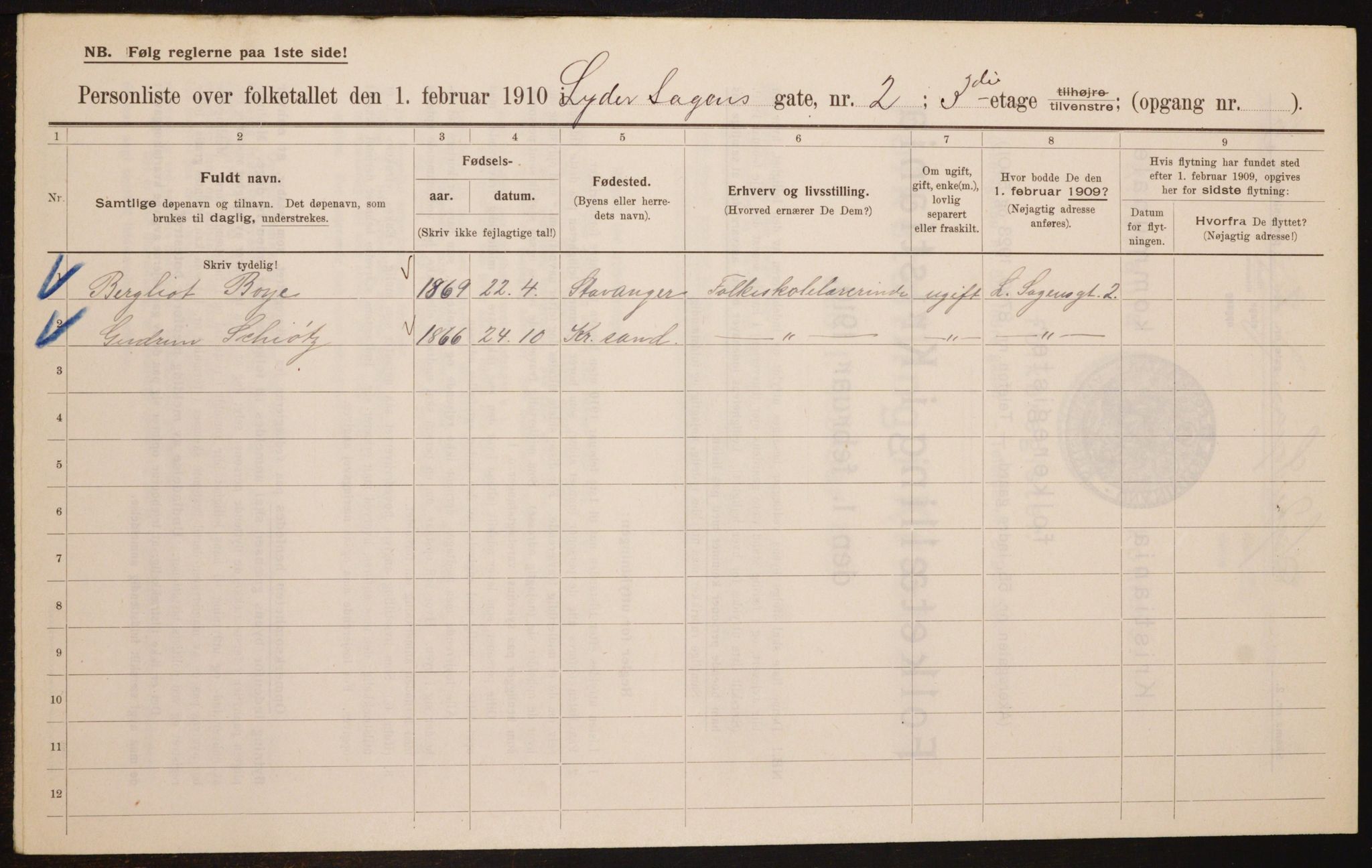 OBA, Municipal Census 1910 for Kristiania, 1910, p. 56443