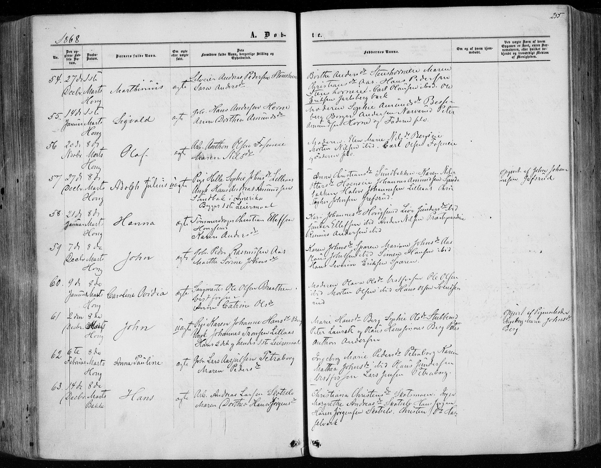 Eiker kirkebøker, SAKO/A-4/F/Fa/L0016: Parish register (official) no. I 16, 1860-1868, p. 255