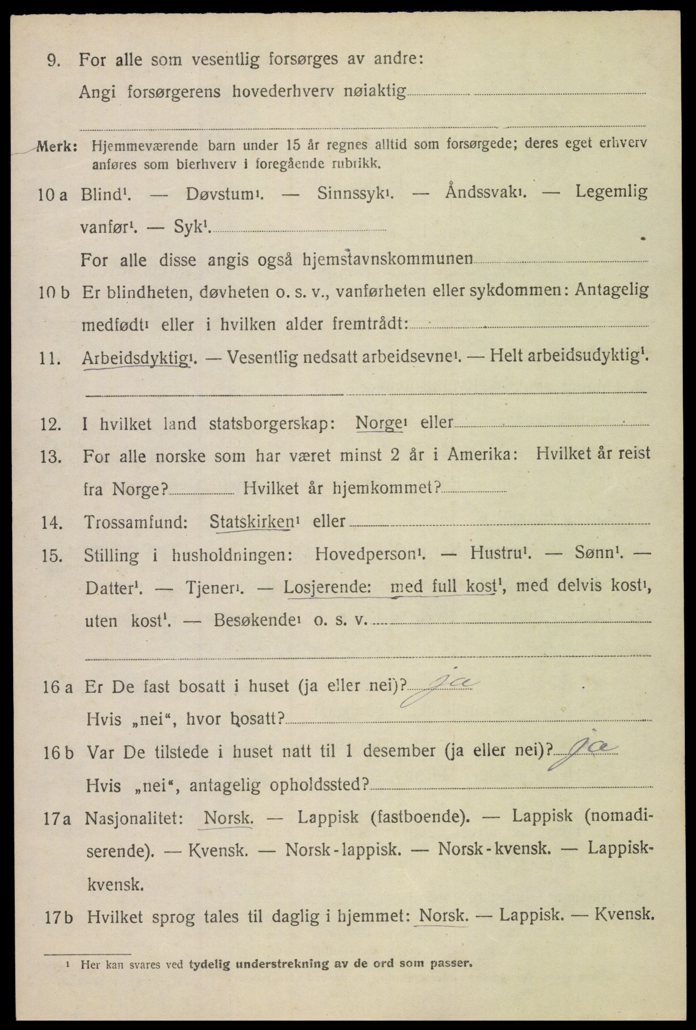 SAT, 1920 census for Vågan, 1920, p. 10192