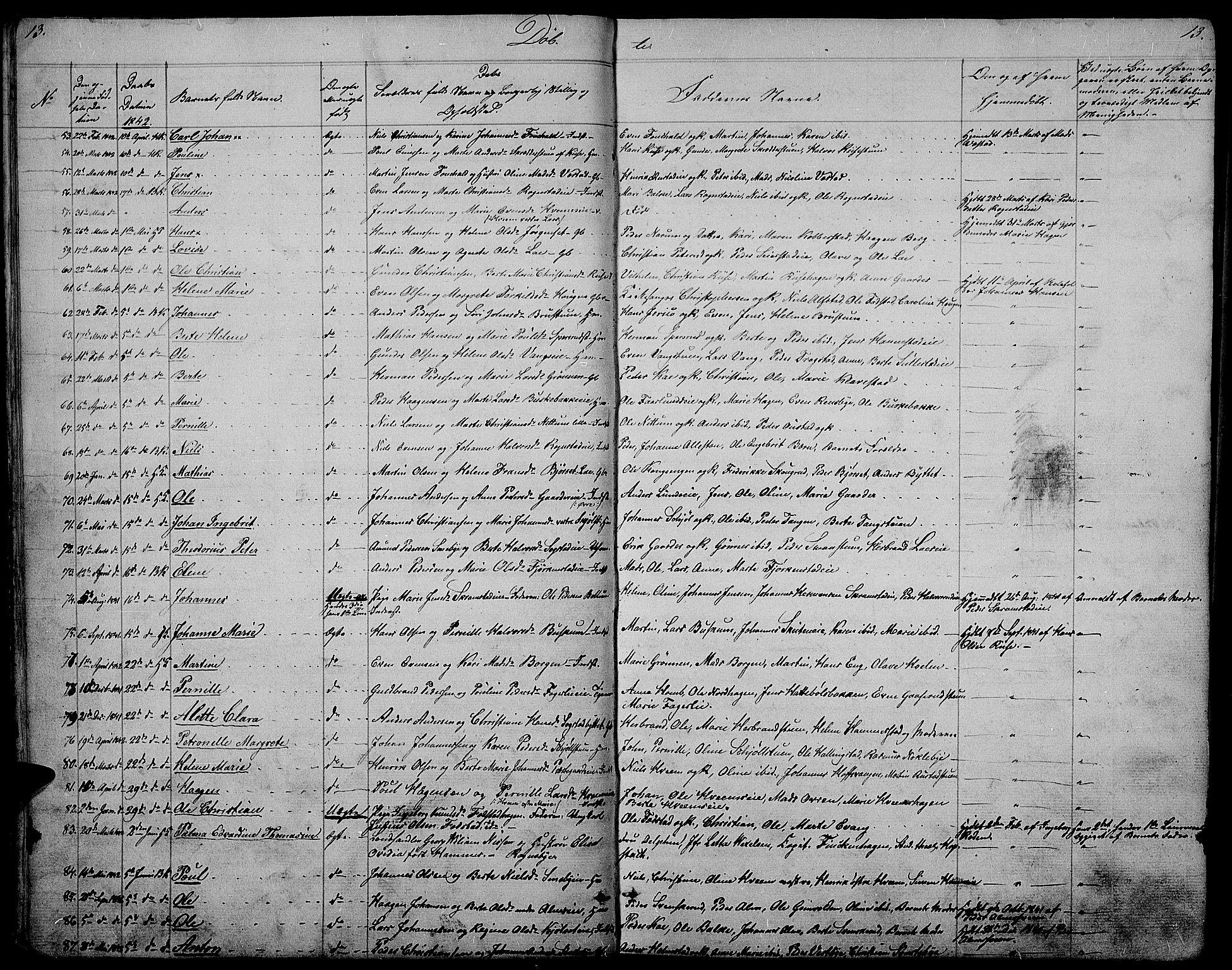 Østre Toten prestekontor, AV/SAH-PREST-104/H/Ha/Hab/L0002: Parish register (copy) no. 2, 1840-1847, p. 13