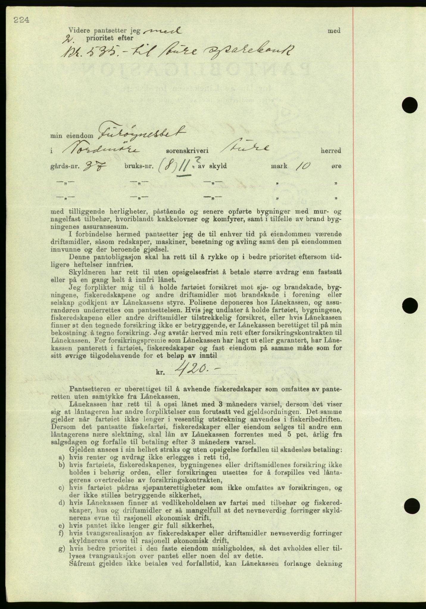 Nordmøre sorenskriveri, AV/SAT-A-4132/1/2/2Ca/L0090: Mortgage book no. B80, 1936-1937, Diary no: : 2332/1936