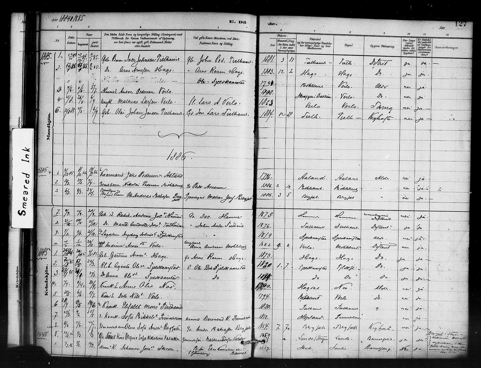 Innvik sokneprestembete, AV/SAB-A-80501: Parish register (official) no. D 1, 1879-1900, p. 127