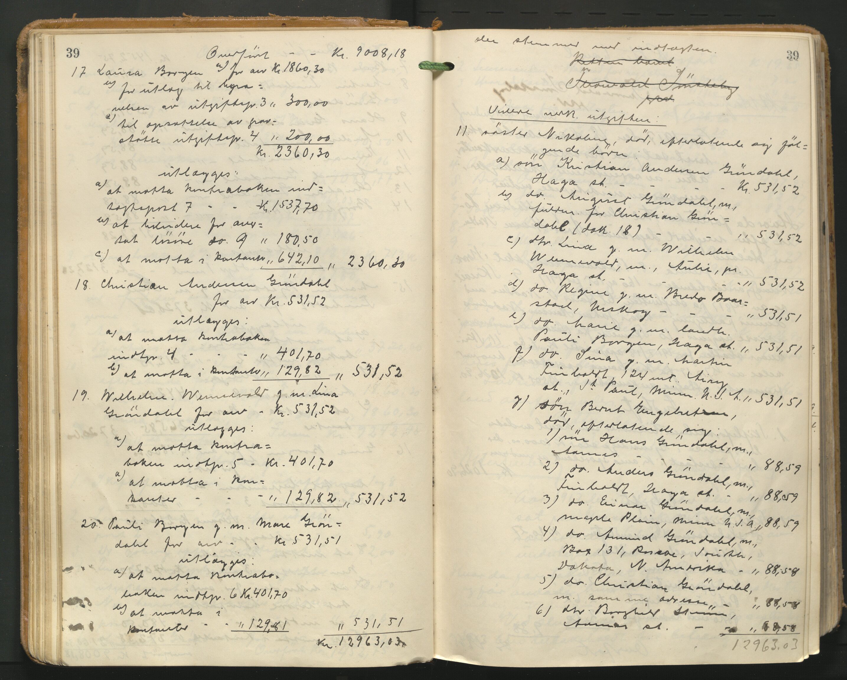 Nes tingrett, AV/SAO-A-10548/H/Hc/L0006: Utlodningsprotokoll, 1916-1943, p. 39