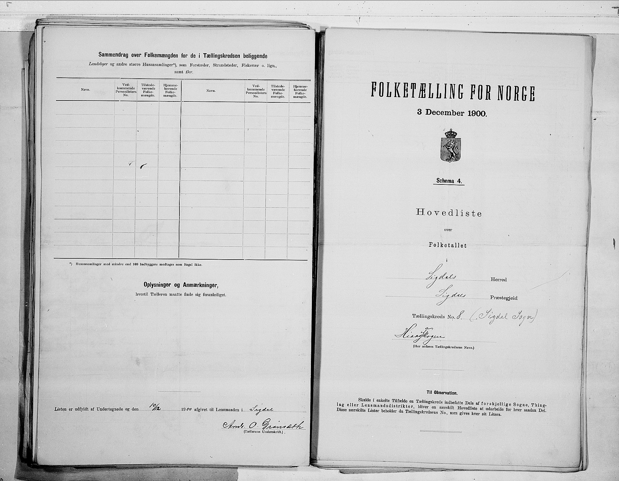 RA, 1900 census for Sigdal, 1900, p. 52