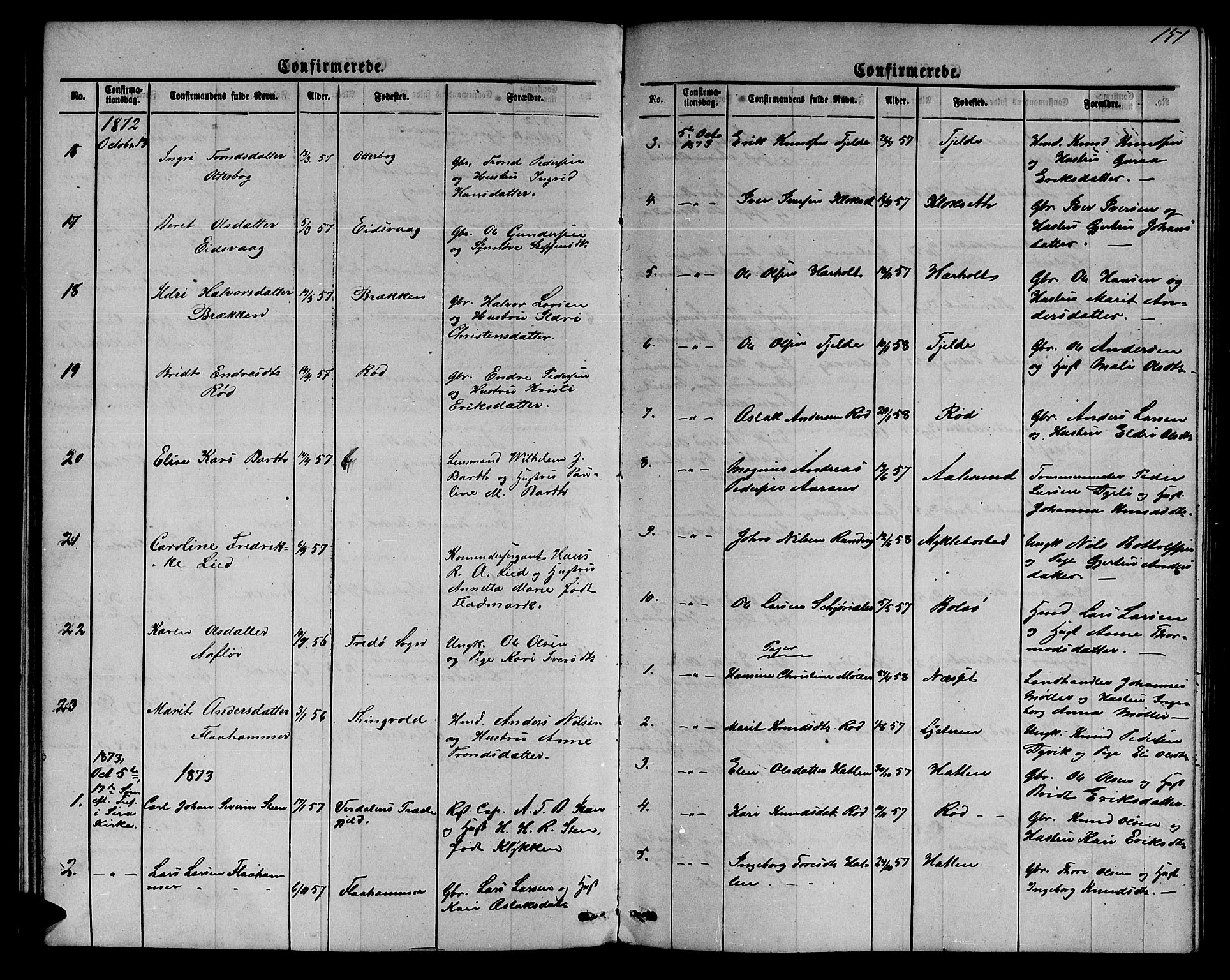 Ministerialprotokoller, klokkerbøker og fødselsregistre - Møre og Romsdal, SAT/A-1454/551/L0630: Parish register (copy) no. 551C02, 1867-1885, p. 151