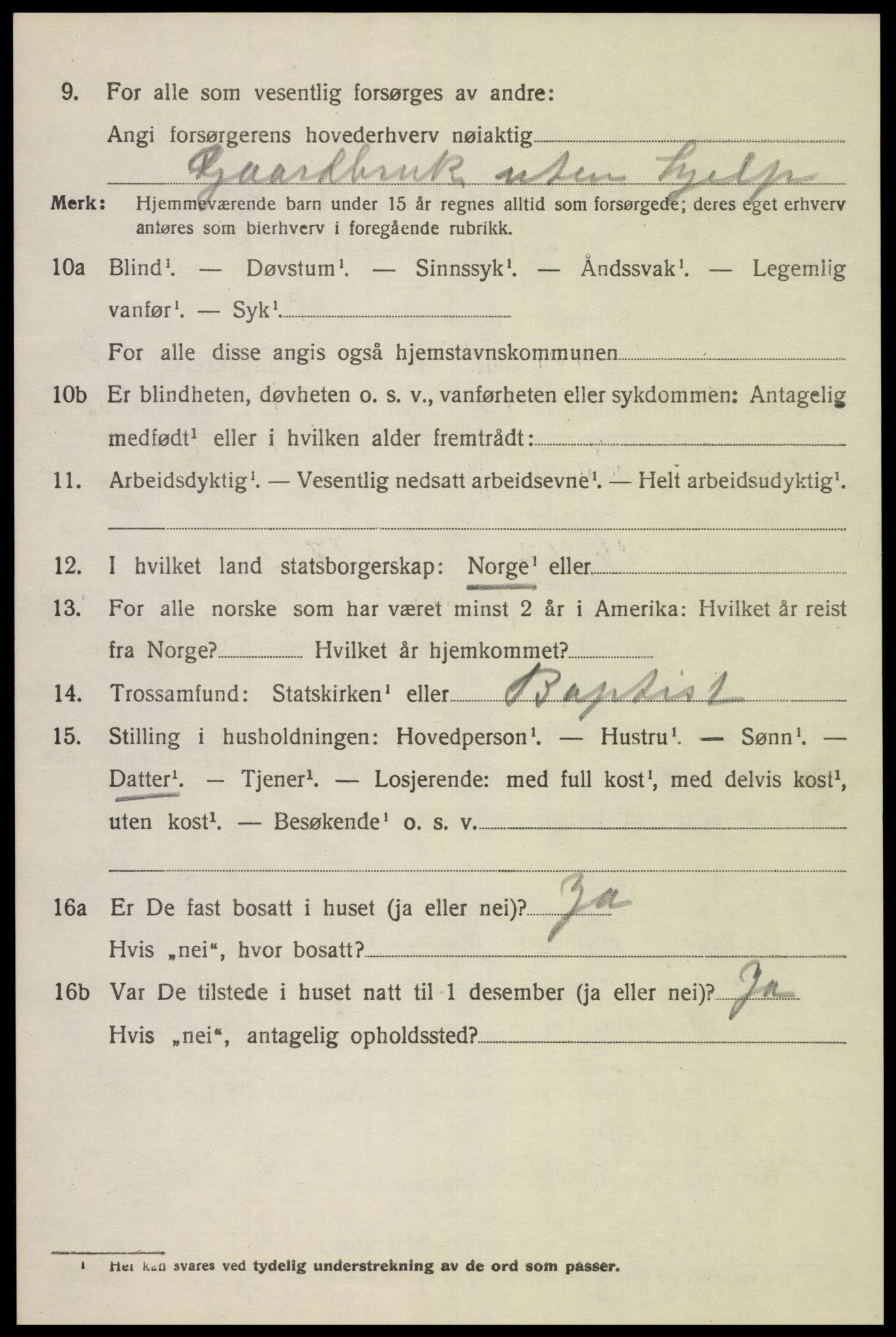 SAK, 1920 census for Gyland, 1920, p. 1187