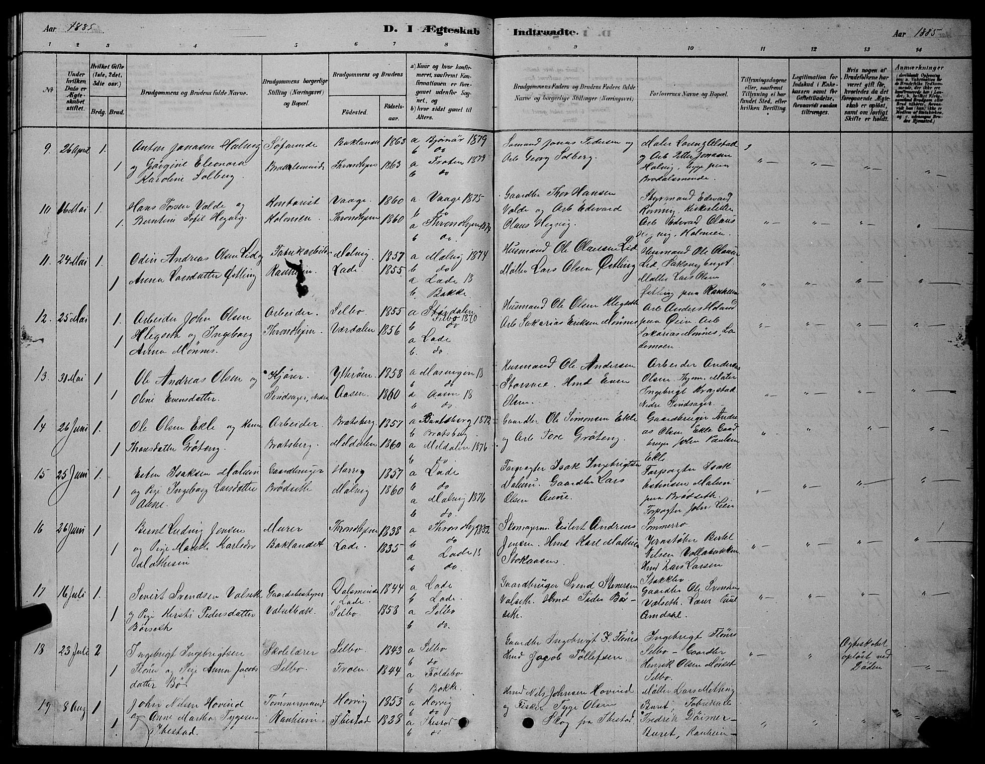 Ministerialprotokoller, klokkerbøker og fødselsregistre - Sør-Trøndelag, AV/SAT-A-1456/606/L0312: Parish register (copy) no. 606C08, 1878-1894