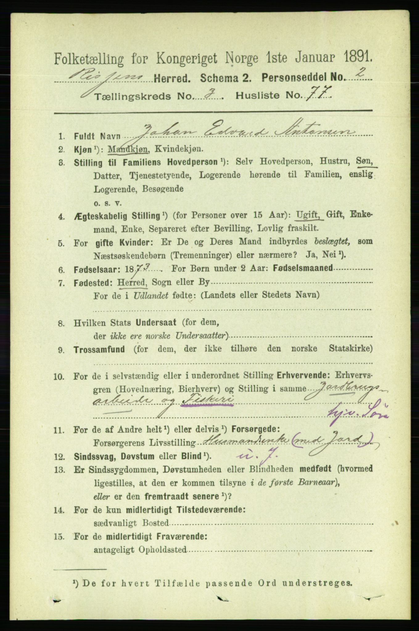 RA, 1891 census for 1624 Rissa, 1891, p. 2064