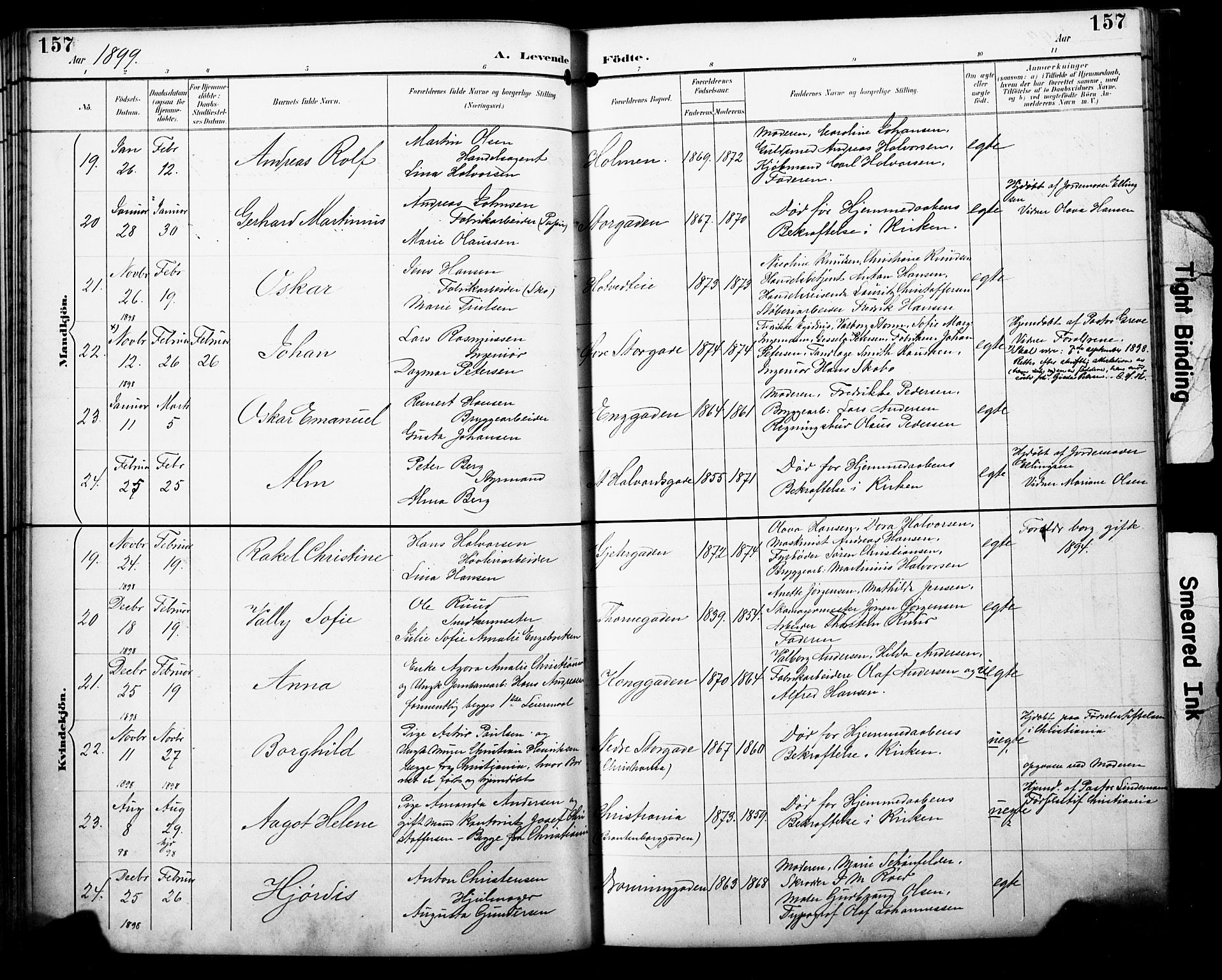 Bragernes kirkebøker, AV/SAKO-A-6/F/Fb/L0008: Parish register (official) no. II 8, 1894-1902, p. 157