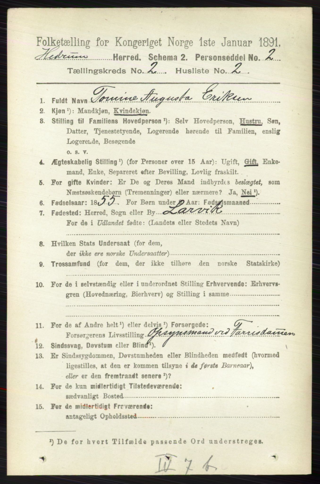 RA, 1891 census for 0727 Hedrum, 1891, p. 374