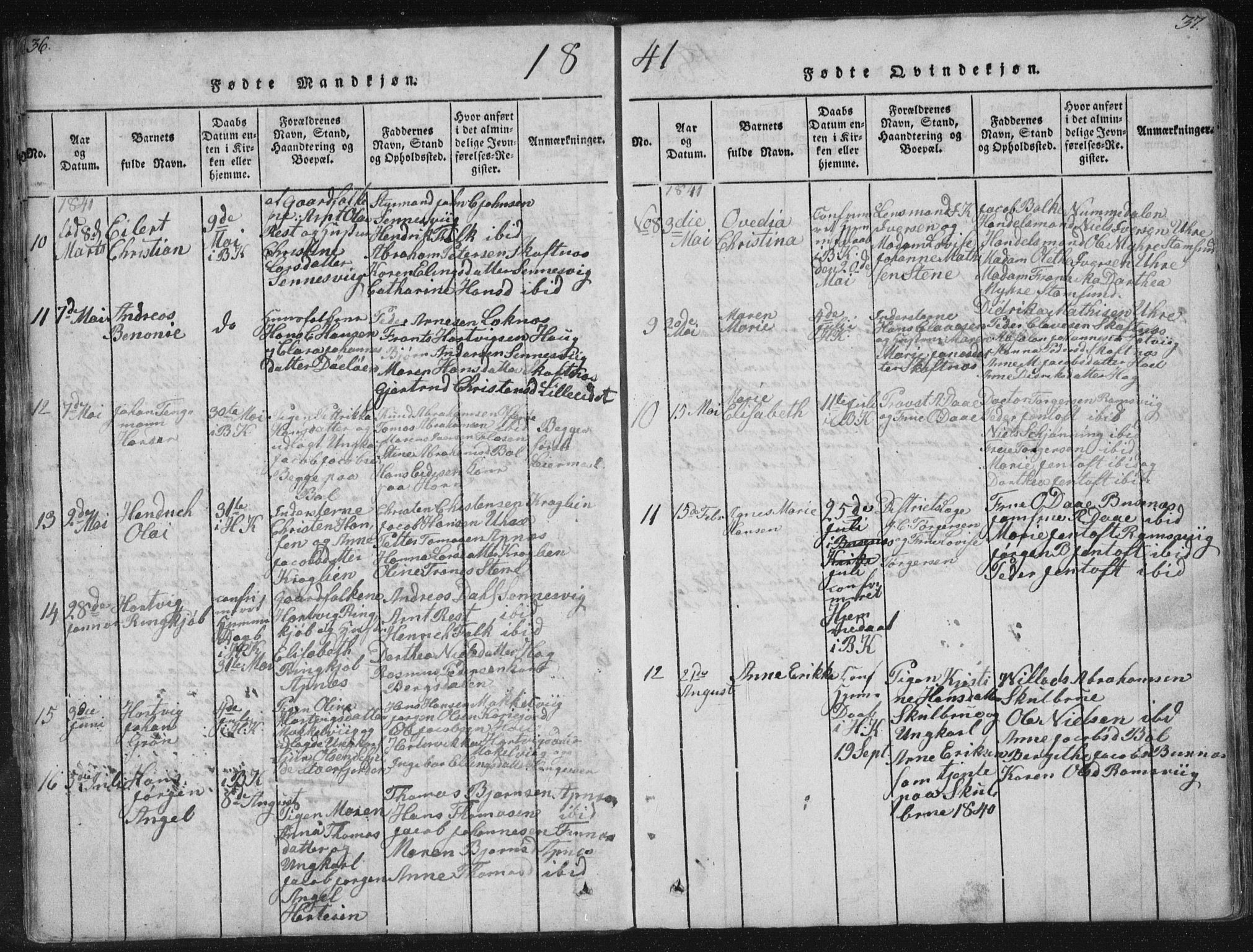 Ministerialprotokoller, klokkerbøker og fødselsregistre - Nordland, SAT/A-1459/881/L1164: Parish register (copy) no. 881C01, 1818-1853, p. 36-37