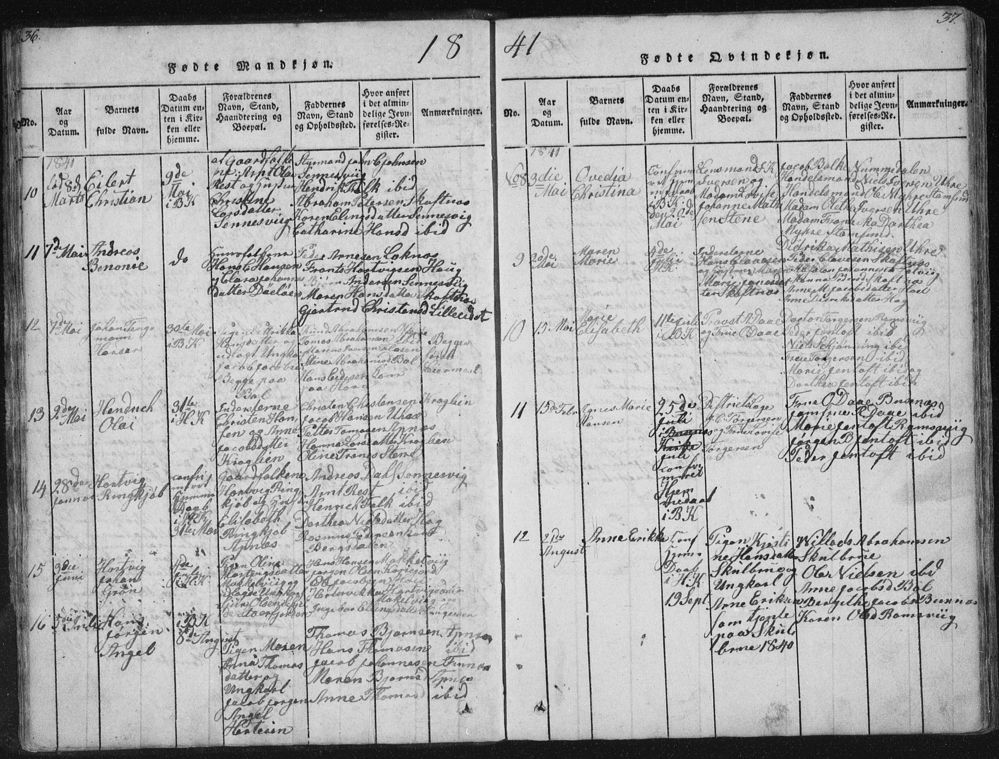 Ministerialprotokoller, klokkerbøker og fødselsregistre - Nordland, AV/SAT-A-1459/881/L1164: Parish register (copy) no. 881C01, 1818-1853, p. 36-37