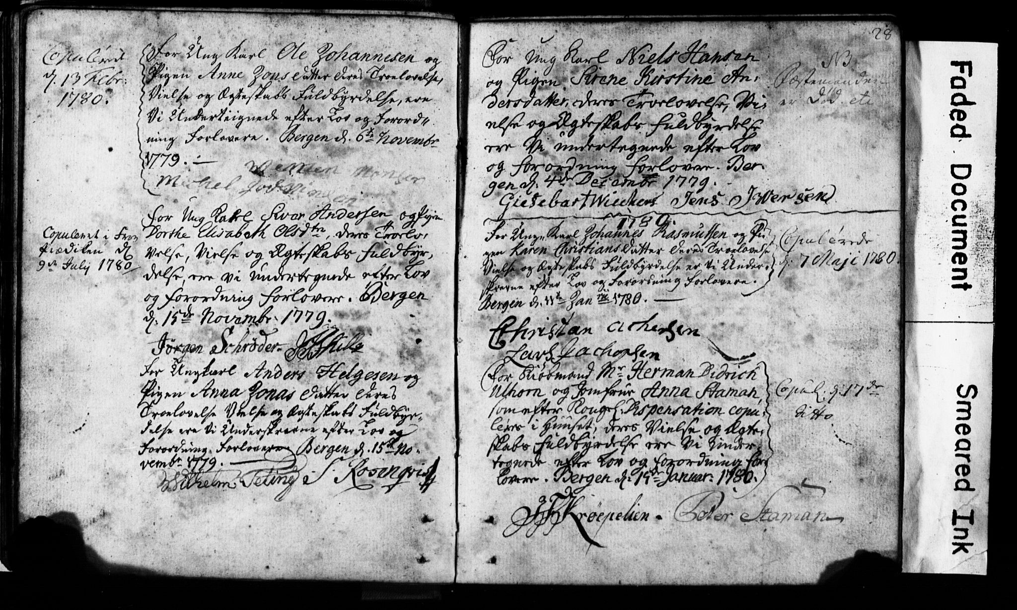 Korskirken sokneprestembete, SAB/A-76101: Best man's statements no. II.5.1, 1776-1816, p. 28