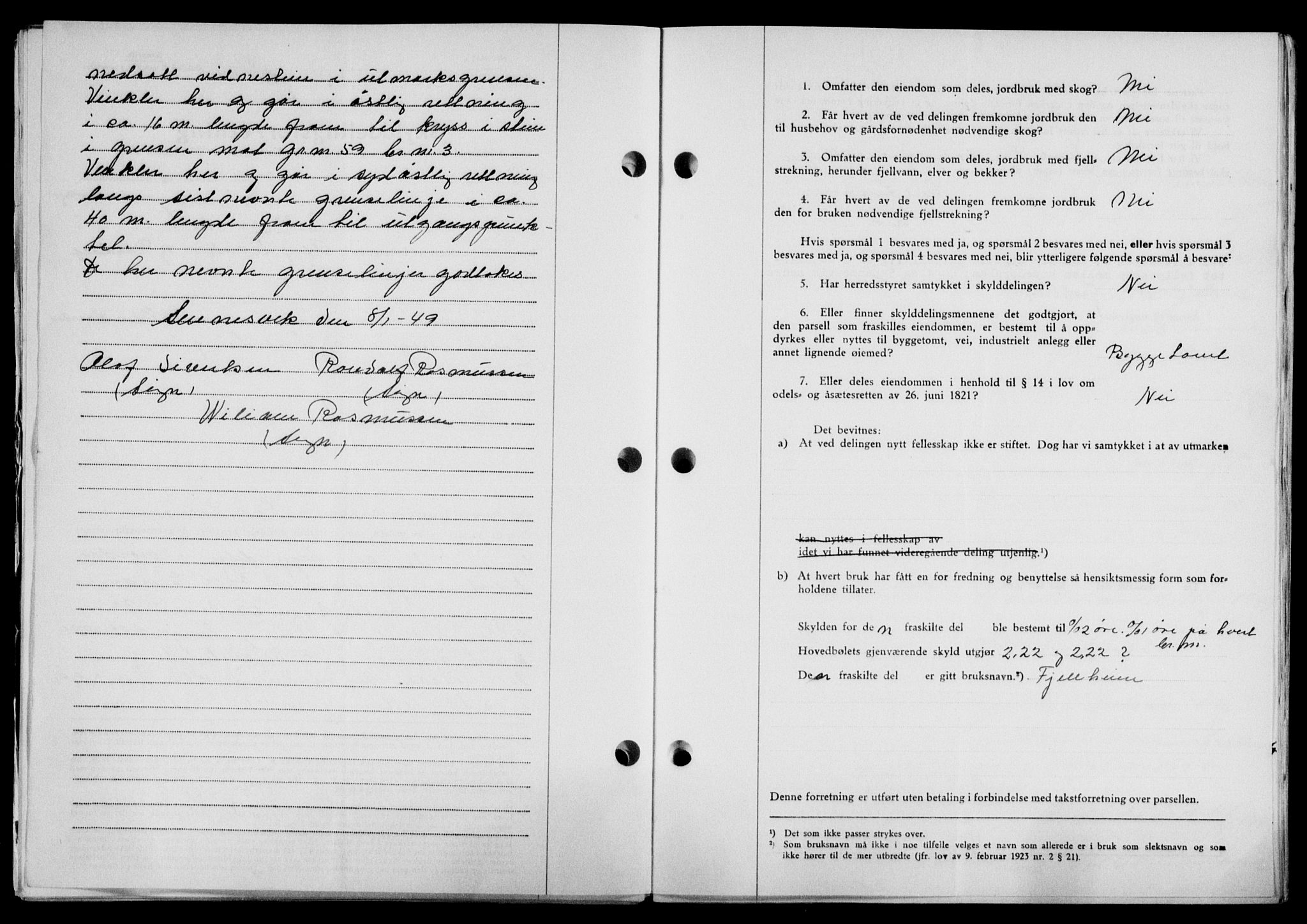 Lofoten sorenskriveri, SAT/A-0017/1/2/2C/L0020a: Mortgage book no. 20a, 1948-1949, Diary no: : 813/1949