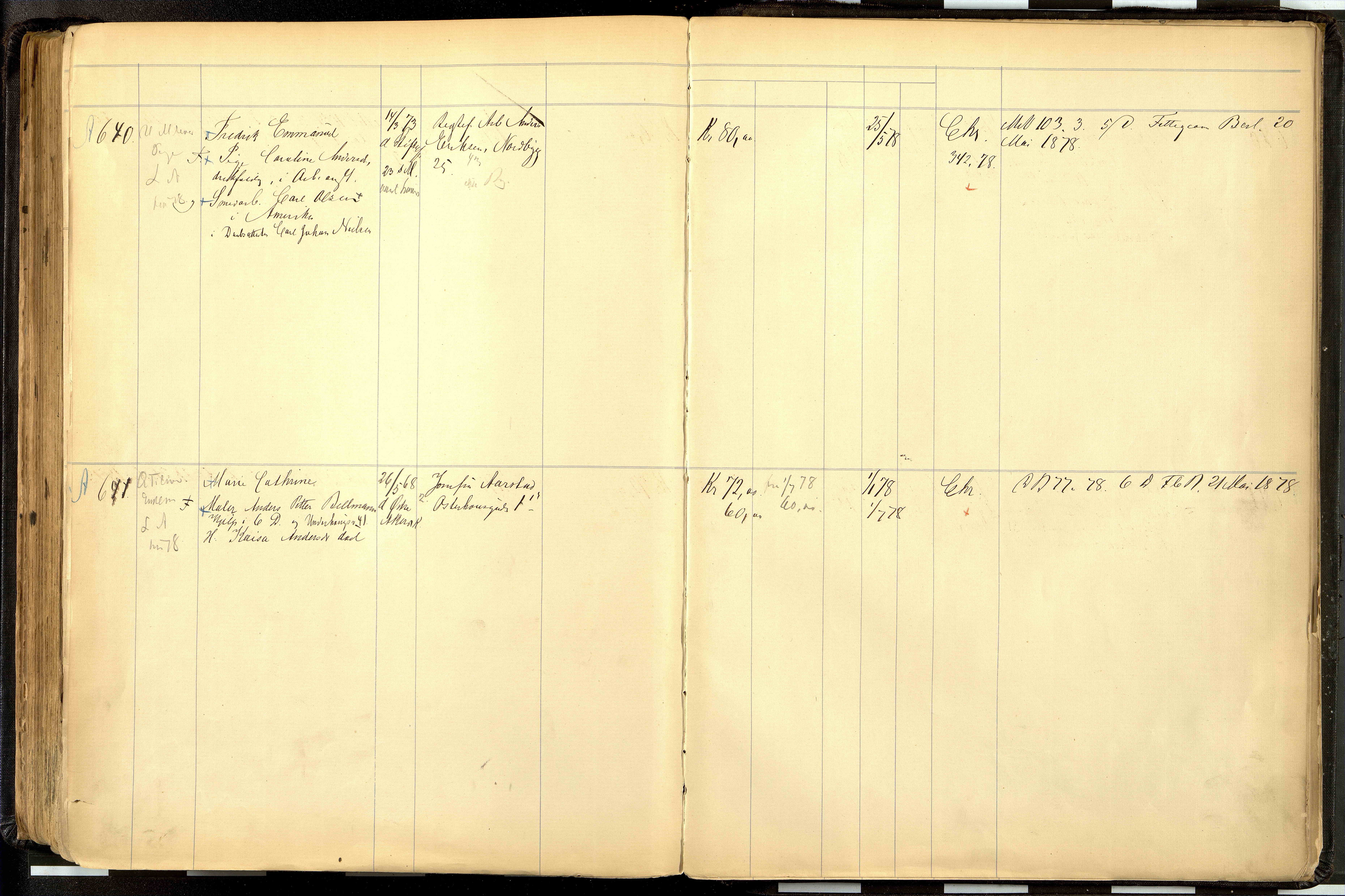 Fattigvesenet, OBA/A-20045/H/Hd/L0001: Manntallsprotokoll. Mnr. 1-644, 1865-1879, p. 323