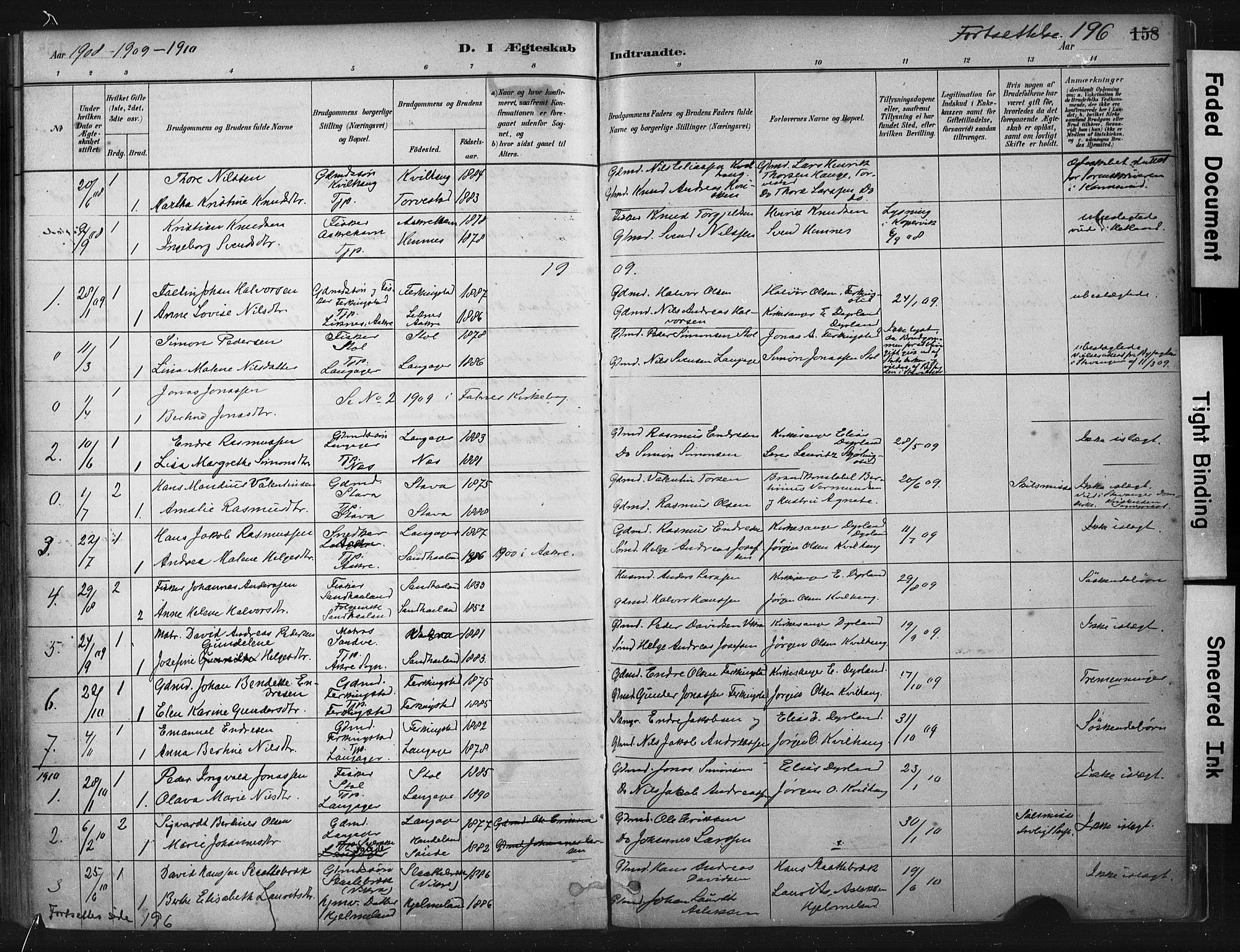 Skudenes sokneprestkontor, SAST/A -101849/H/Ha/Haa/L0010: Parish register (official) no. A 7, 1882-1912, p. 158
