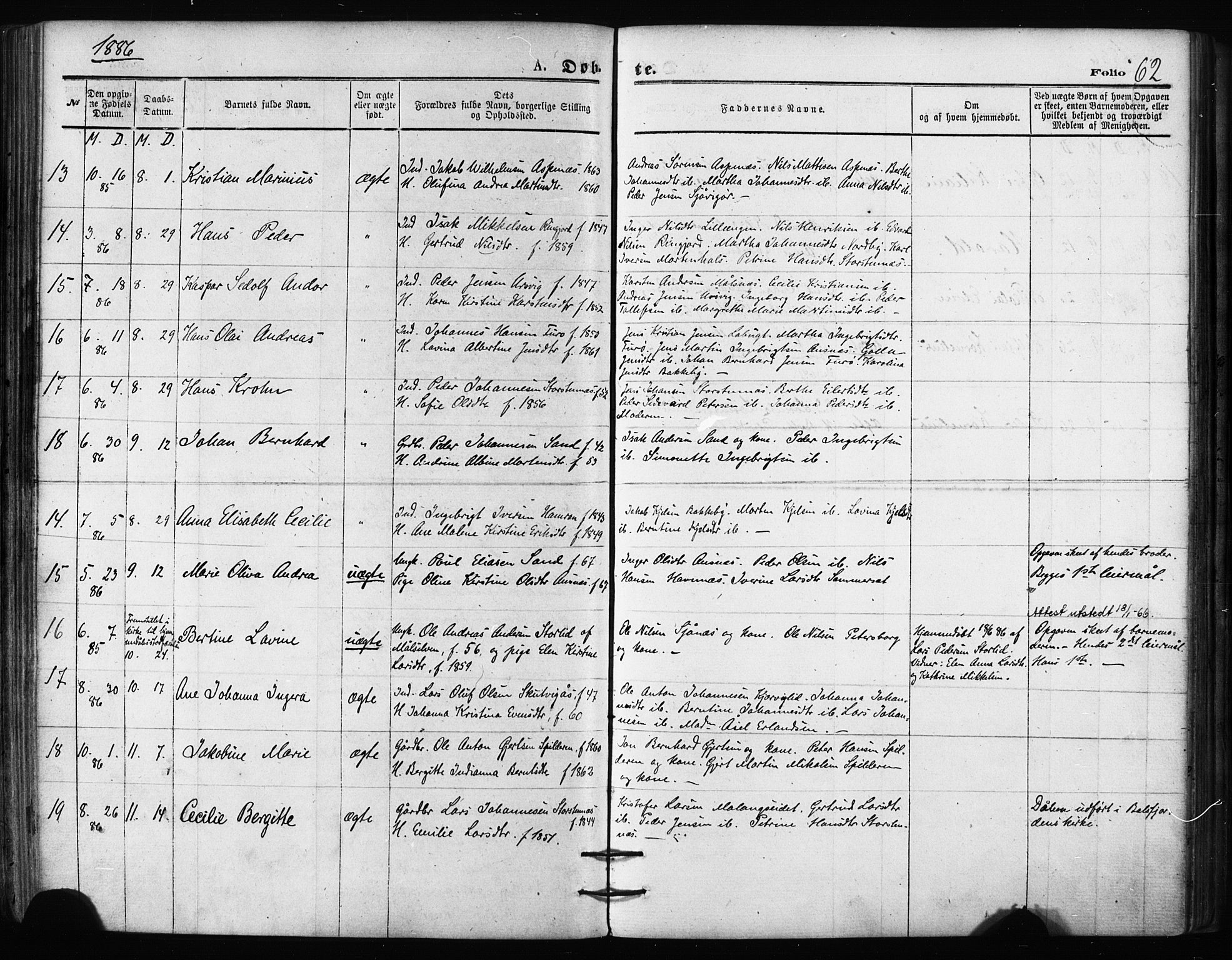 Balsfjord sokneprestembete, AV/SATØ-S-1303/G/Gaa/L0002kirke: Parish register (official) no. 2, 1871-1886, p. 62