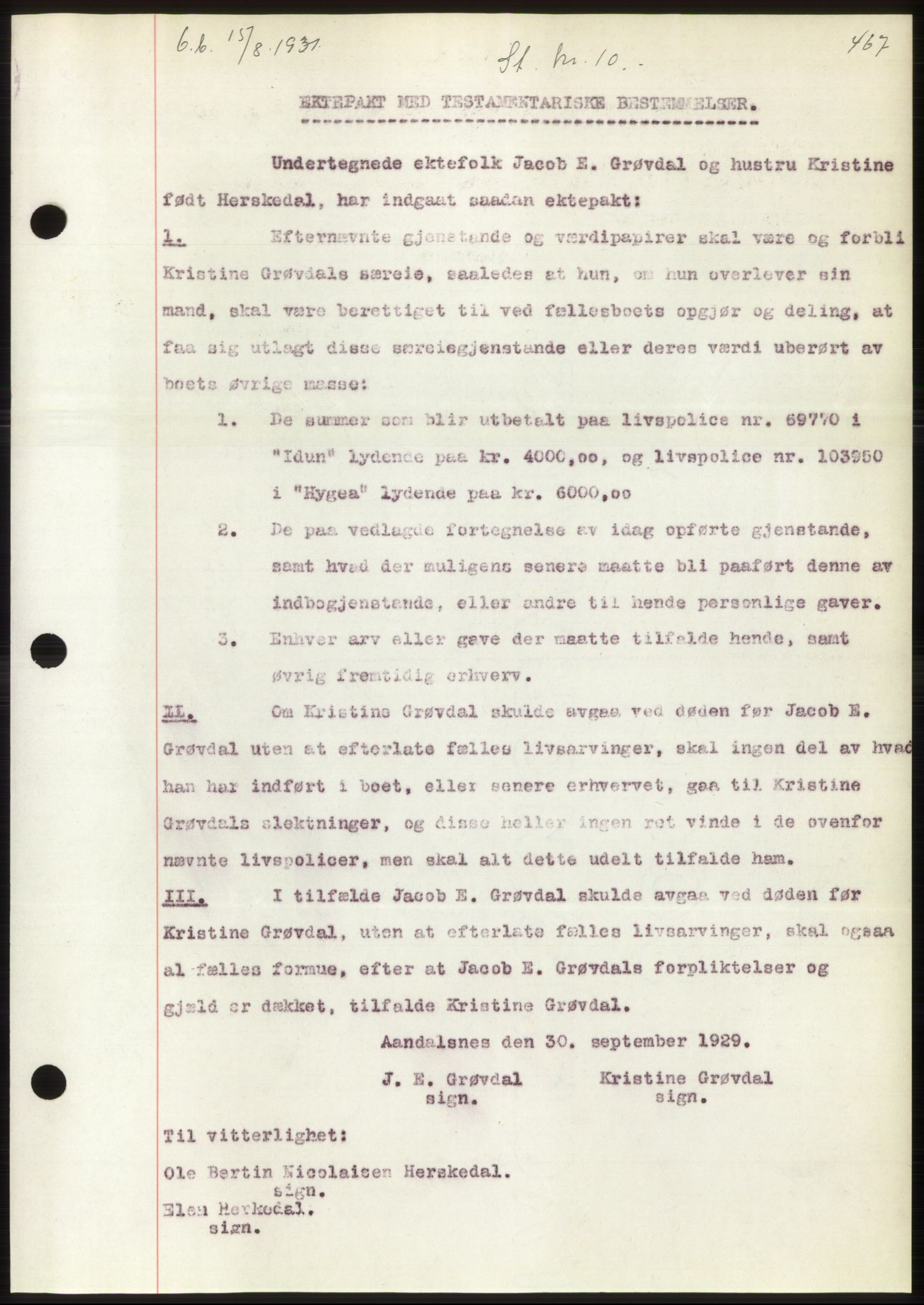 Romsdal sorenskriveri, AV/SAT-A-4149/1/2/2C/L0059: Mortgage book no. 53, 1931-1931, Deed date: 15.08.1931