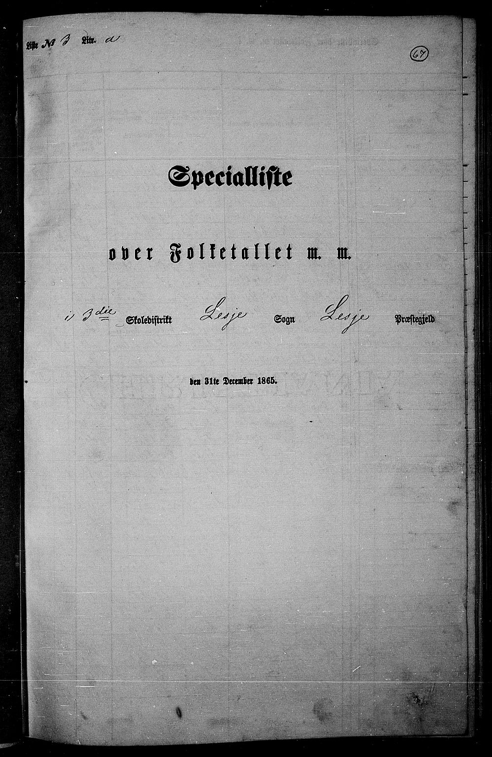 RA, 1865 census for Lesja, 1865, p. 57